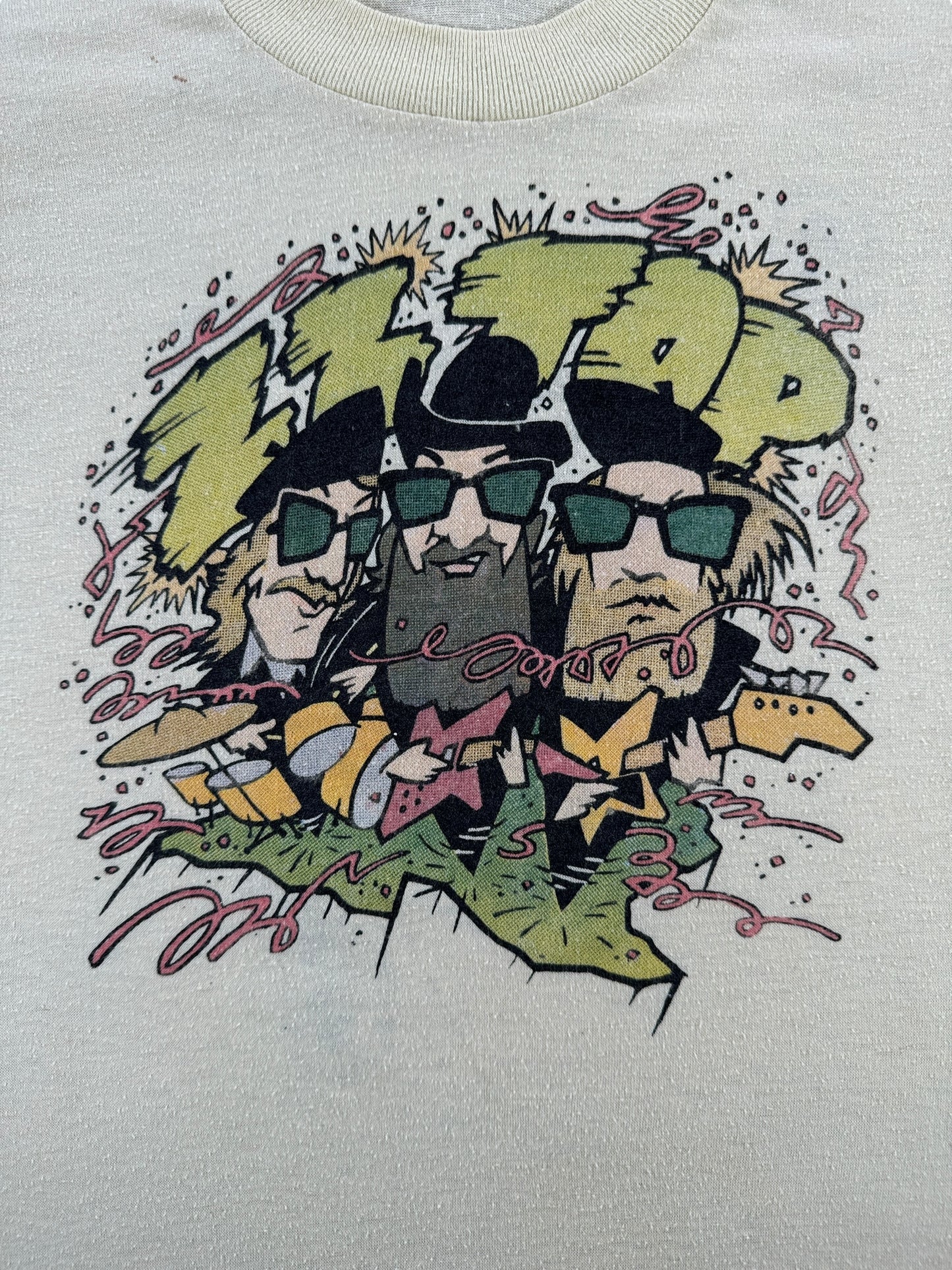 Front Graphic of Vintage 1981 Zz Top Tee SZ XS