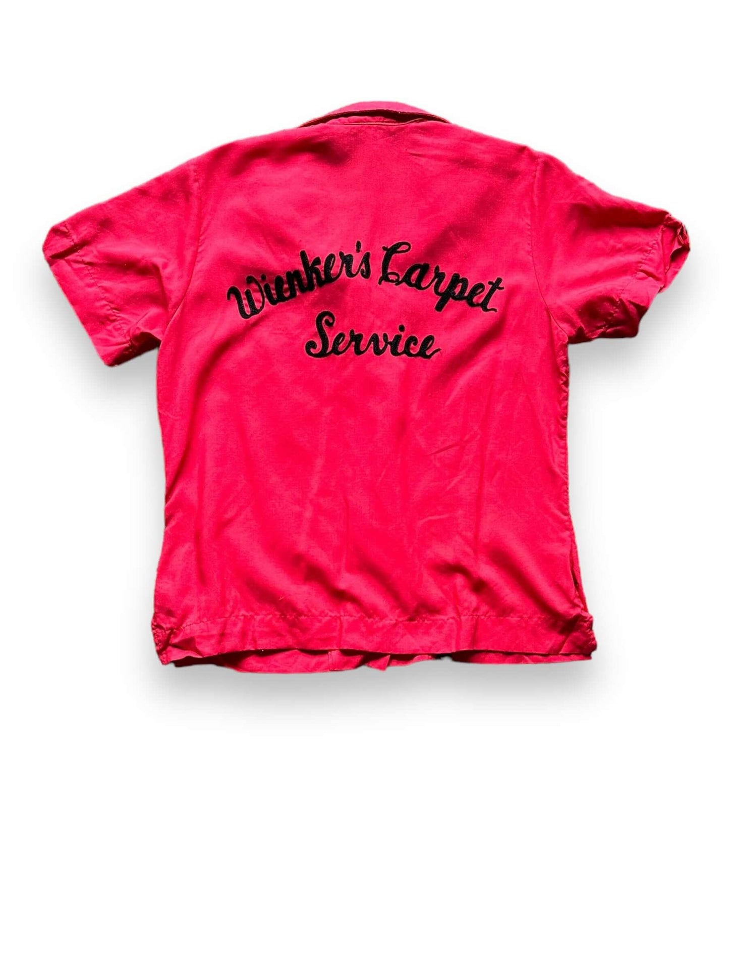 Rear View of Vintage Wienkers Carpet Service Ladies Bowling Shirt SZ 34 | Vintage Bowling Shirt Seattle