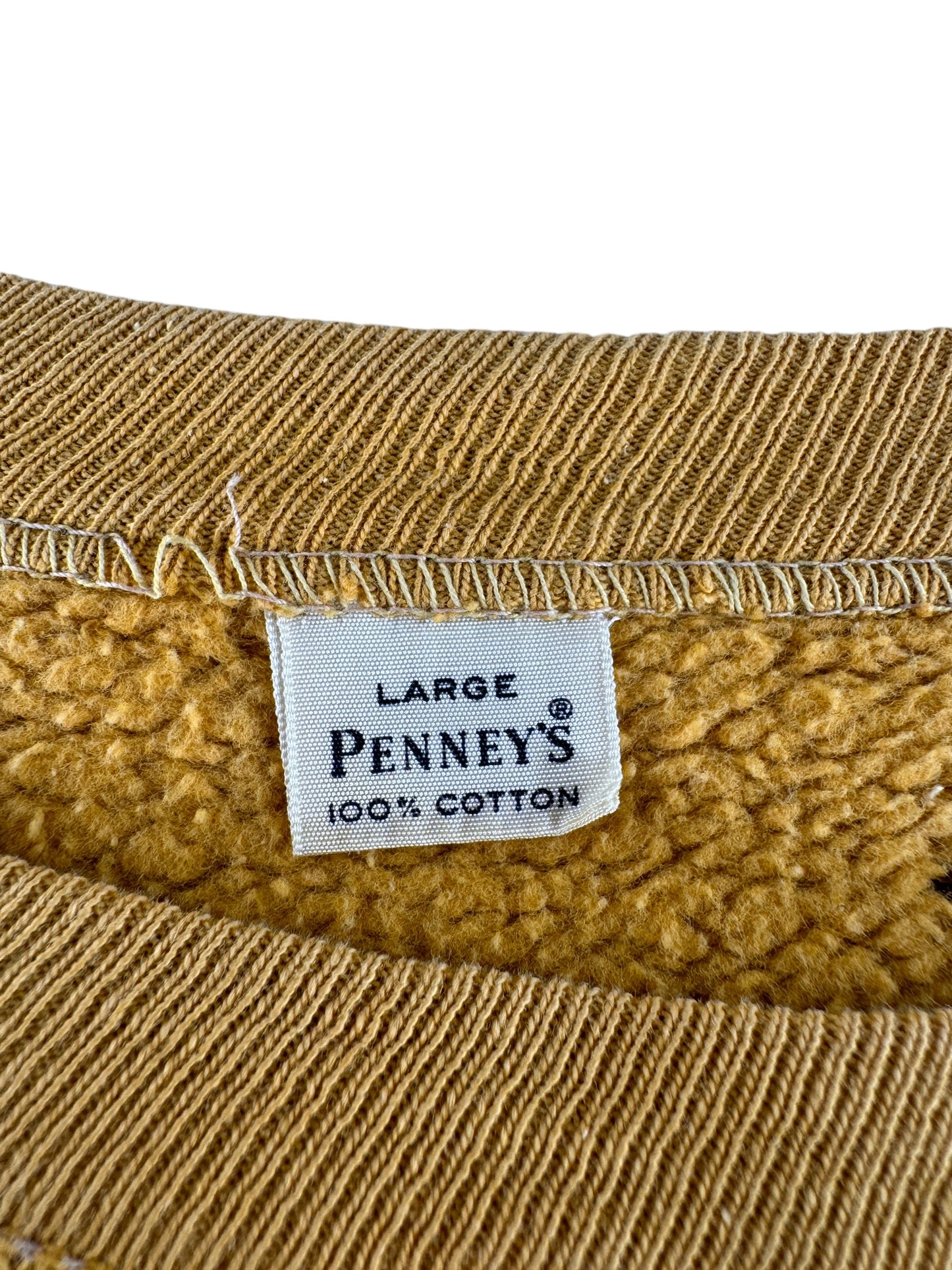 Tag on Vintage Mustardy Yellow Penney's Crewneck SZ L