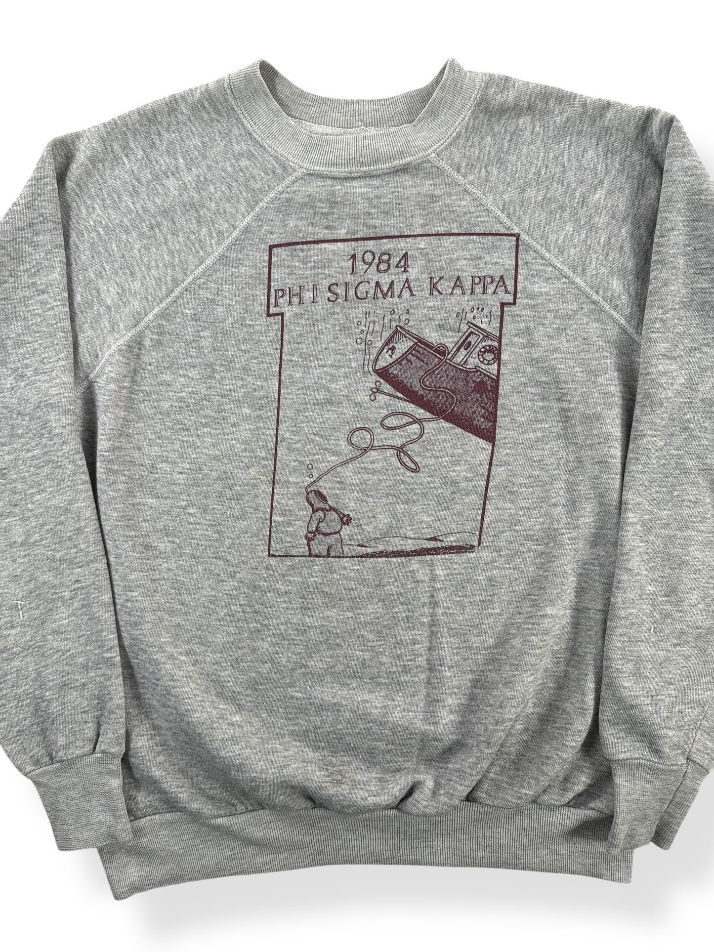 Front Close Up of Vintage '84 Fraternity Anchor Splash Crewneck SZ M