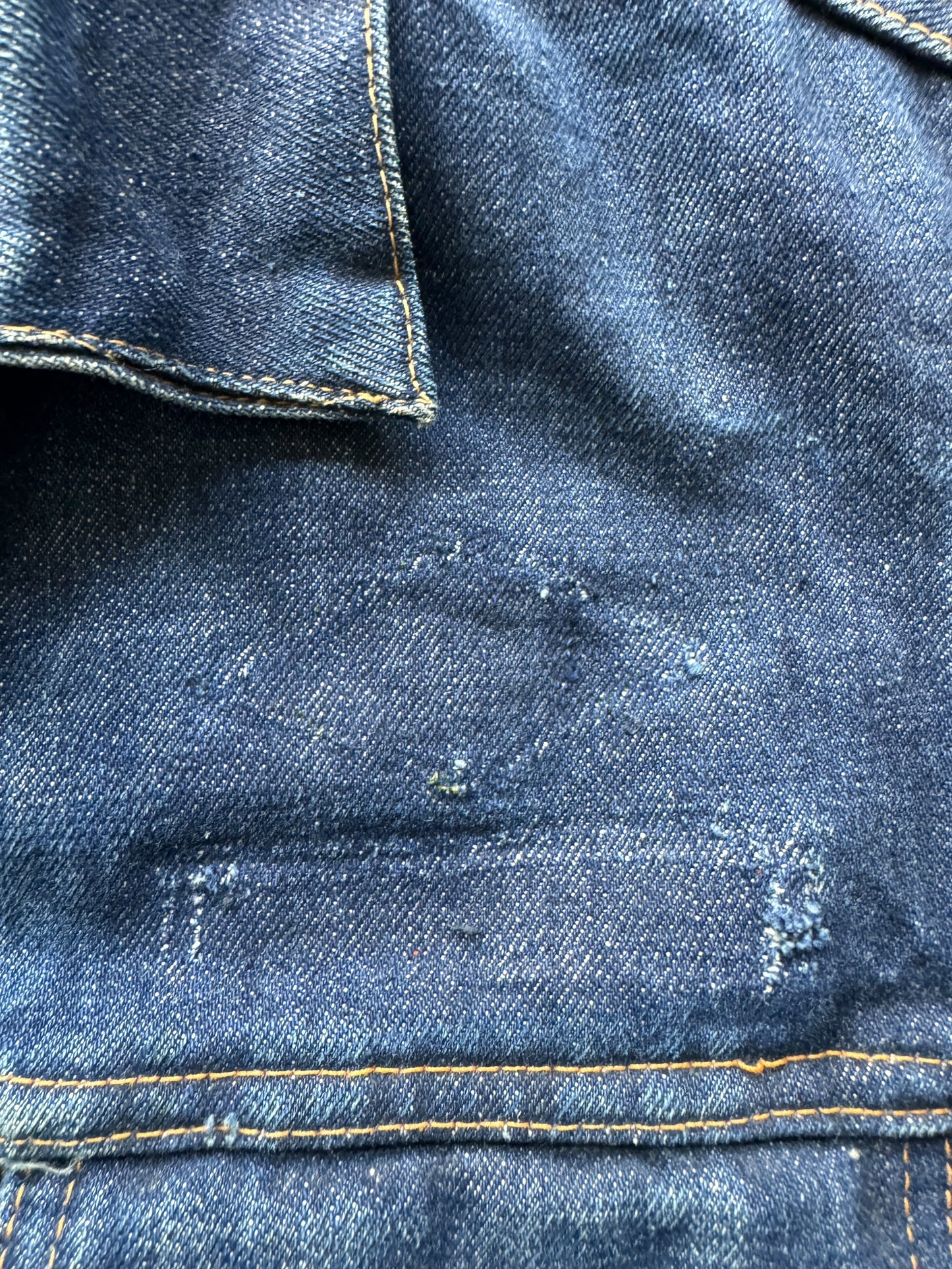 Missing Patches on Vintage Big "E" Levis 71205-0217 Type III Trucker Jacket SZ 40