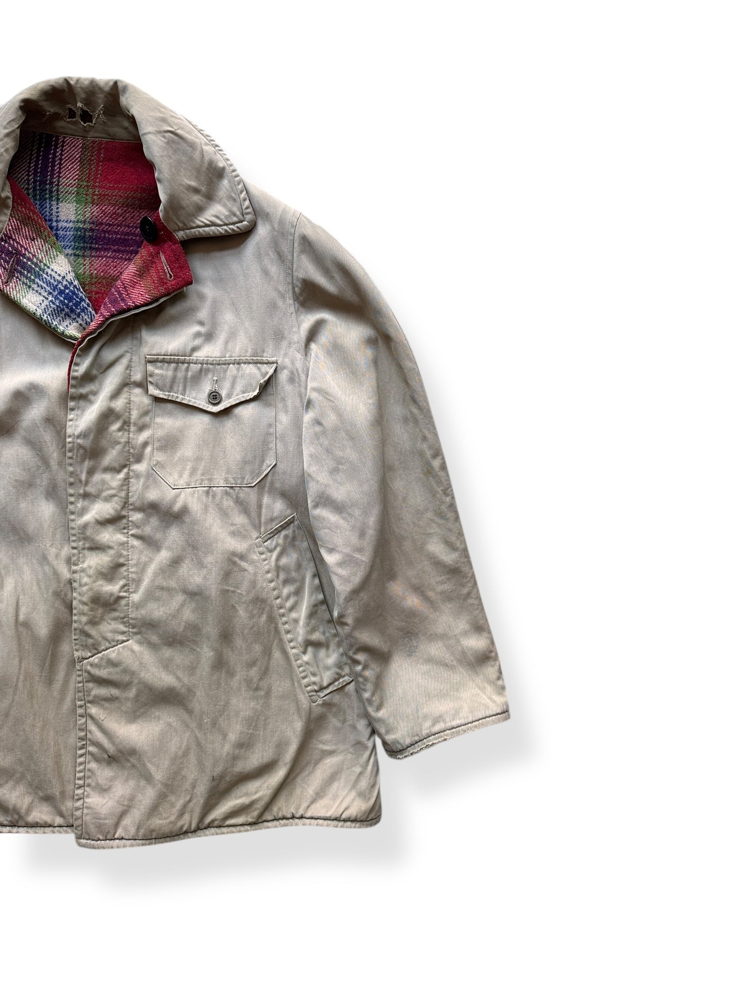 Front Left of Vintage Reversible Wool/Canvas Jacket SZ L