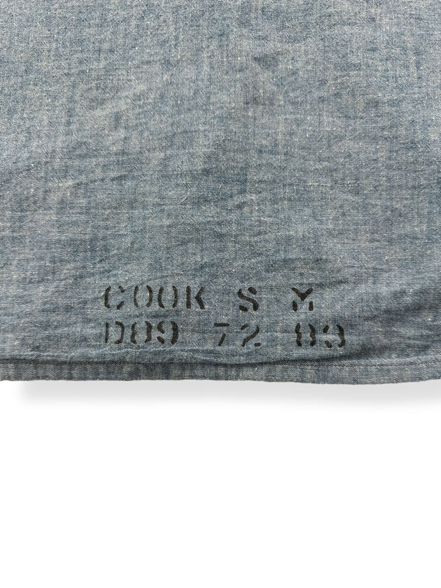 Stencil on Vintage 60’s Vietnam US Navy Denim Chambray Shirt SZ XL