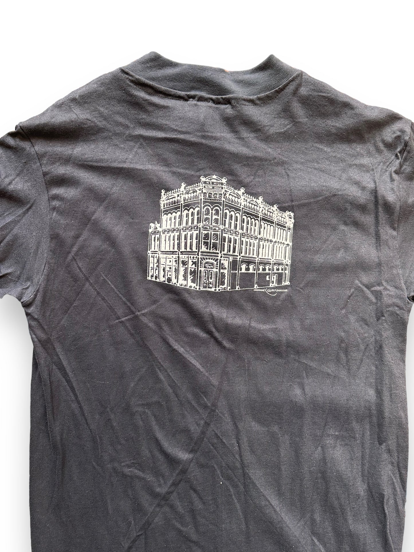 Close Up Detail of Back Graphic On Vintage Port Townsend Town Tavern Tee SZ L | Vintage Port Townsend Tee | Vintage Clothing Seattle