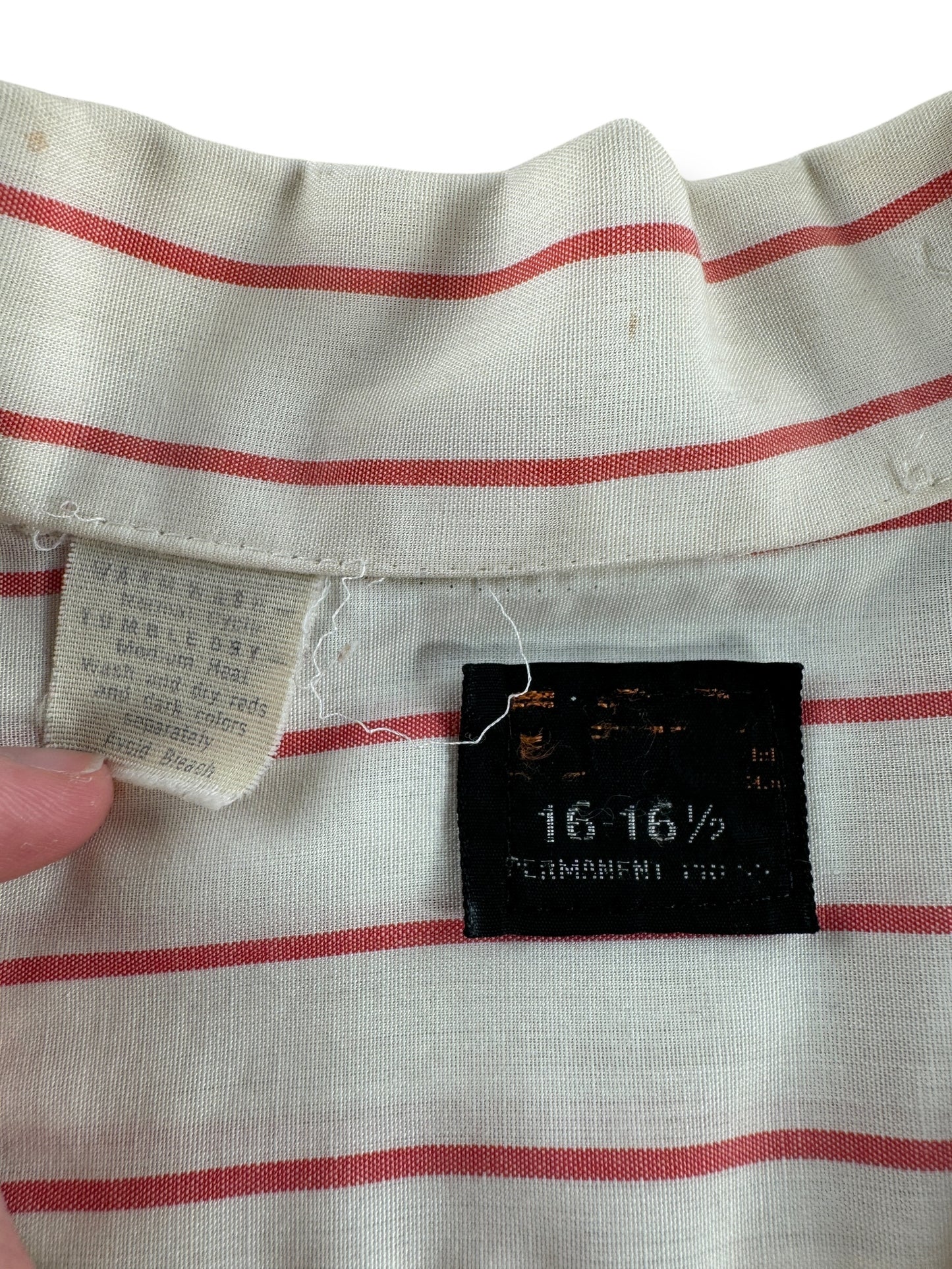 Tag on Vintage Banker's Service Pinstripe Work Shirt SZ XL