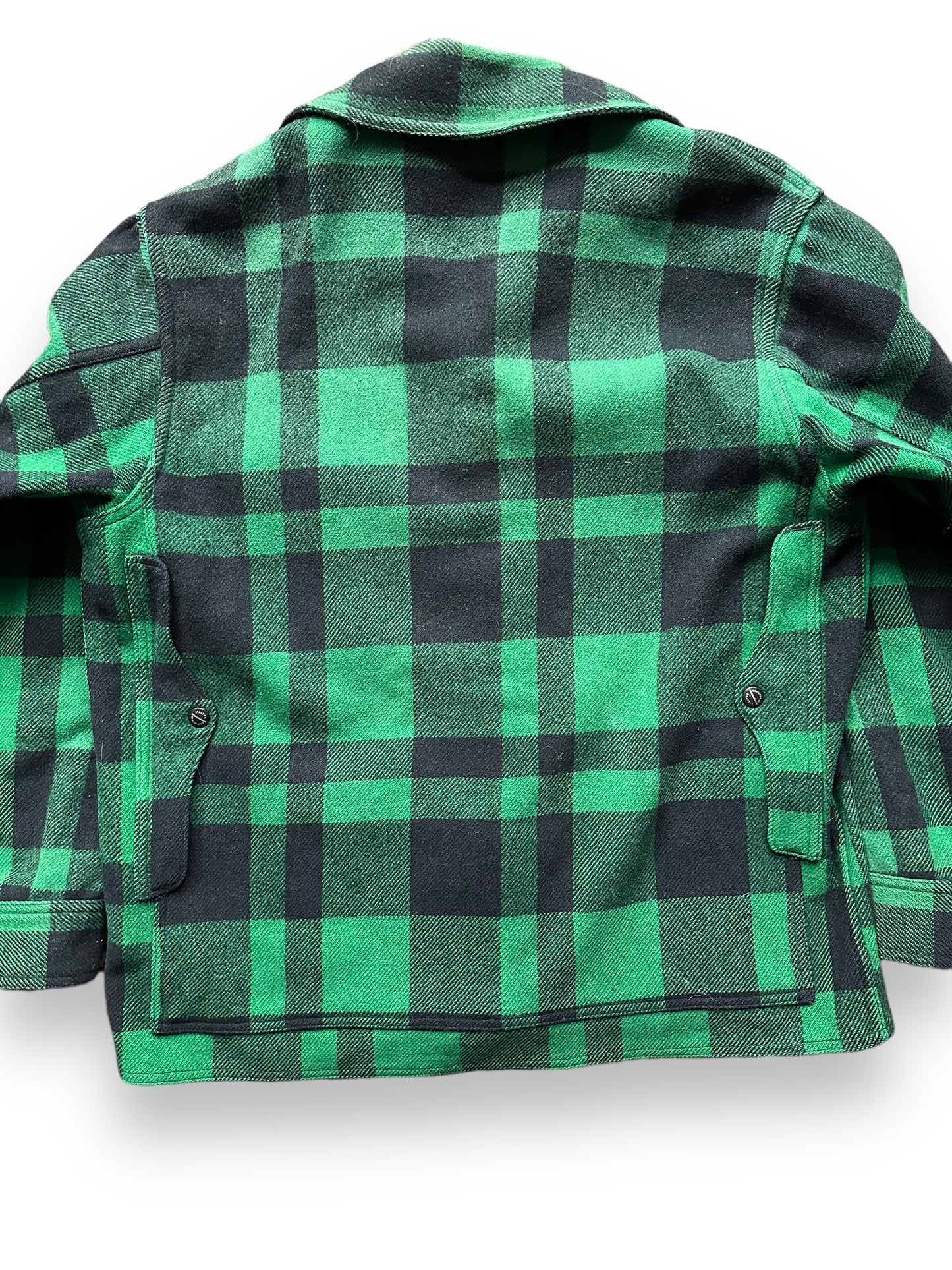 Rear Detail on Vintage Union Made Filson Green & Black Mackinaw Coat SZ 44 | Vintage Filson Workwear Seattle | Vintage Clothing Seattle