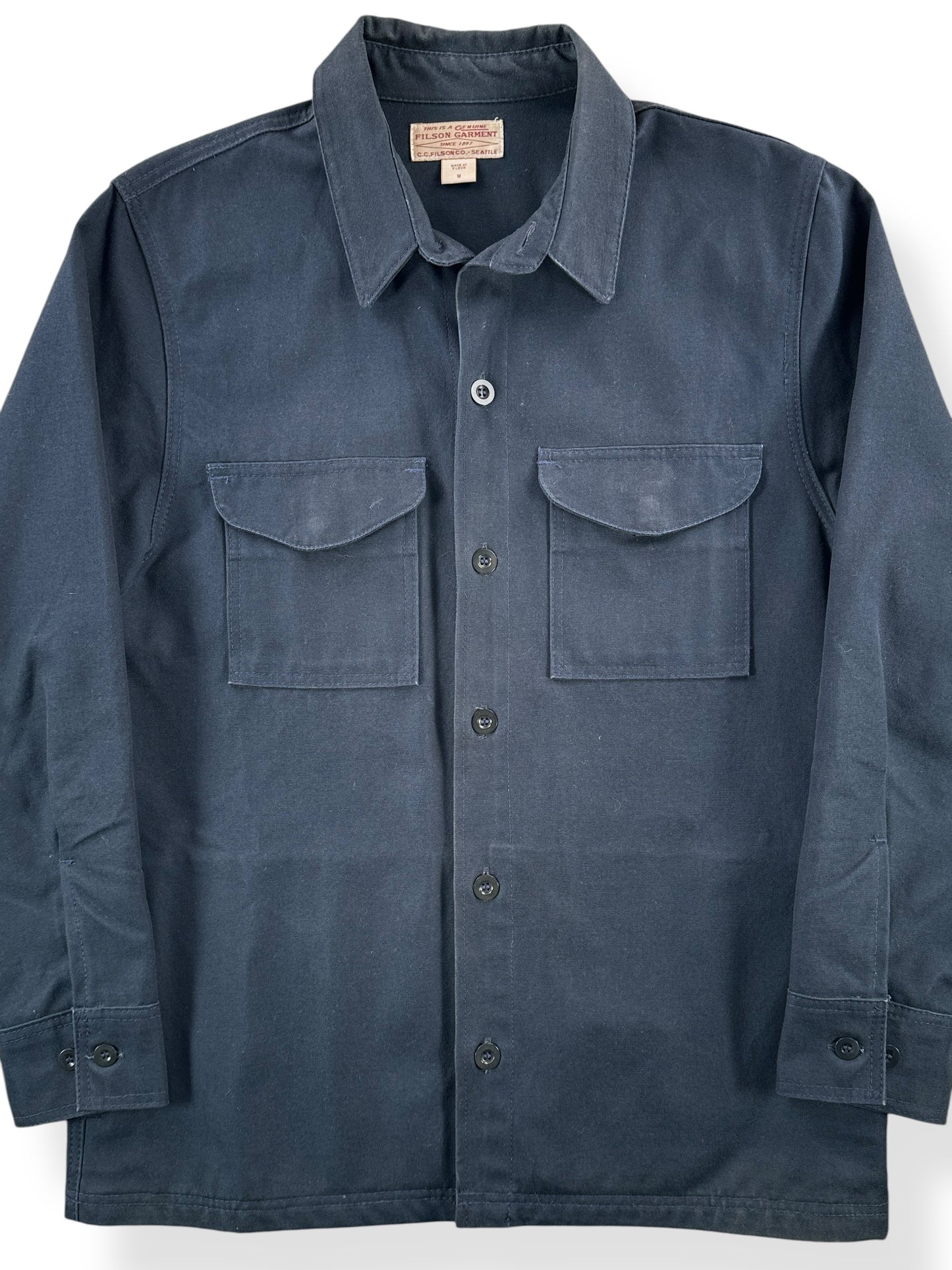 Front Close Up of Modern Filson Heavy Canvas Shirt SZ M