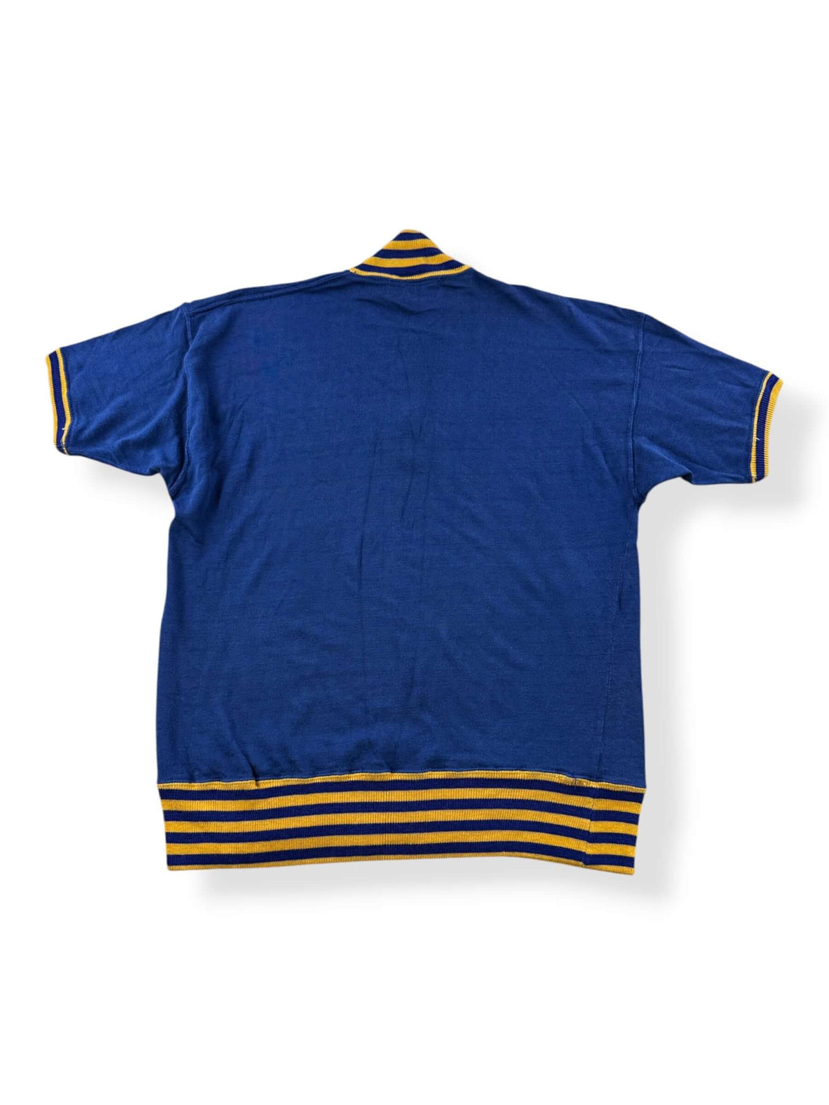 Back of Vintage Russell Southern Blue & Yellow 1/4 Zip Durene Jersey SZ L (Fits M)