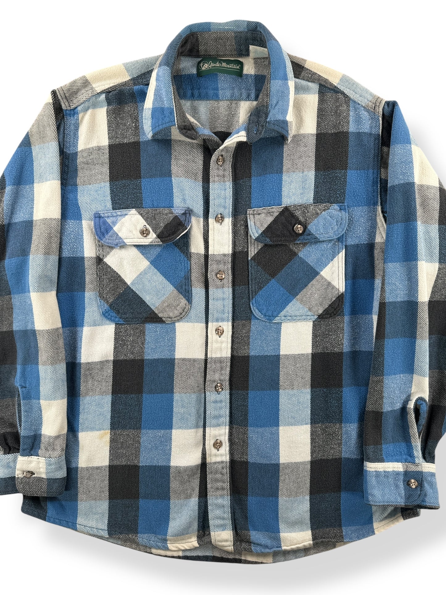 Front Close Up of Vintage Gander Mountain Cotton Flannel SZ XL