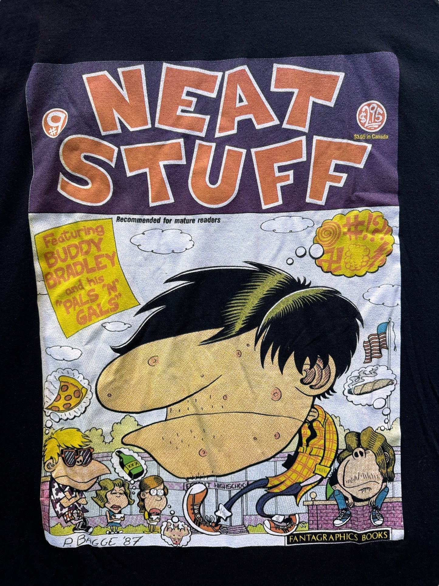 Front Graphic of Peter Bagge Buddy Bradley Neat Stuff Tee SZ XL