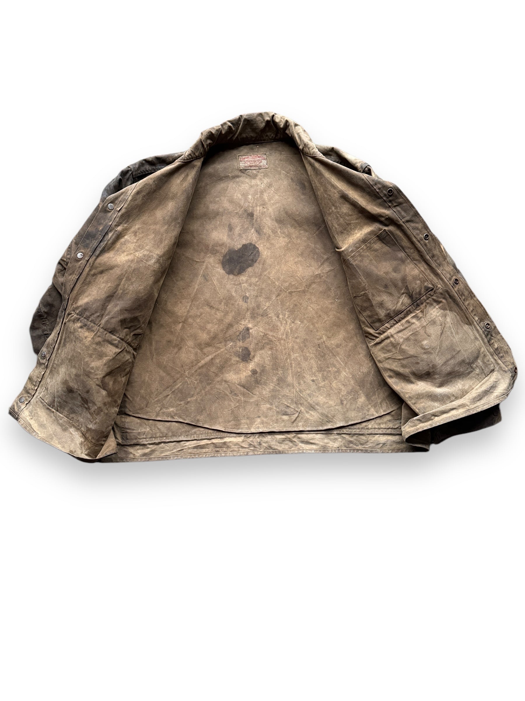 Inner Liner View of Distressed Vintage Union Made Filson Tin Cruiser SZ XL