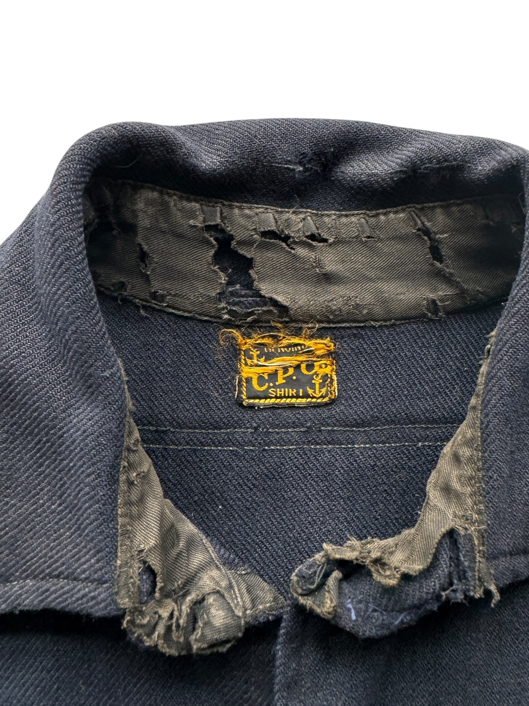 Thrashed Inside Collar Lining on Vintage CPO Jacket SZ XL AS IS