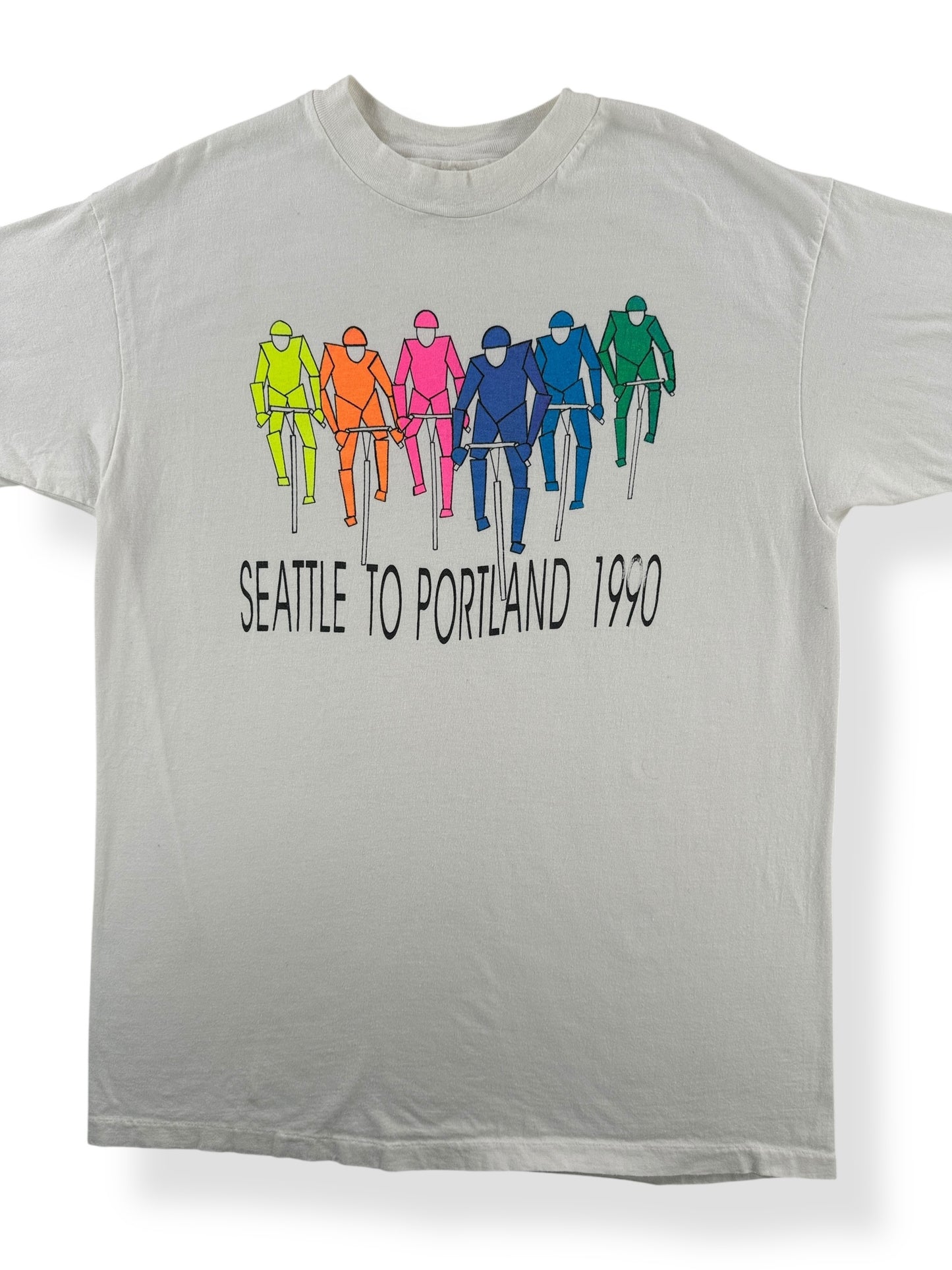 Front Close Up of Vintage Seattle To Portland 1990 Tee SZ L