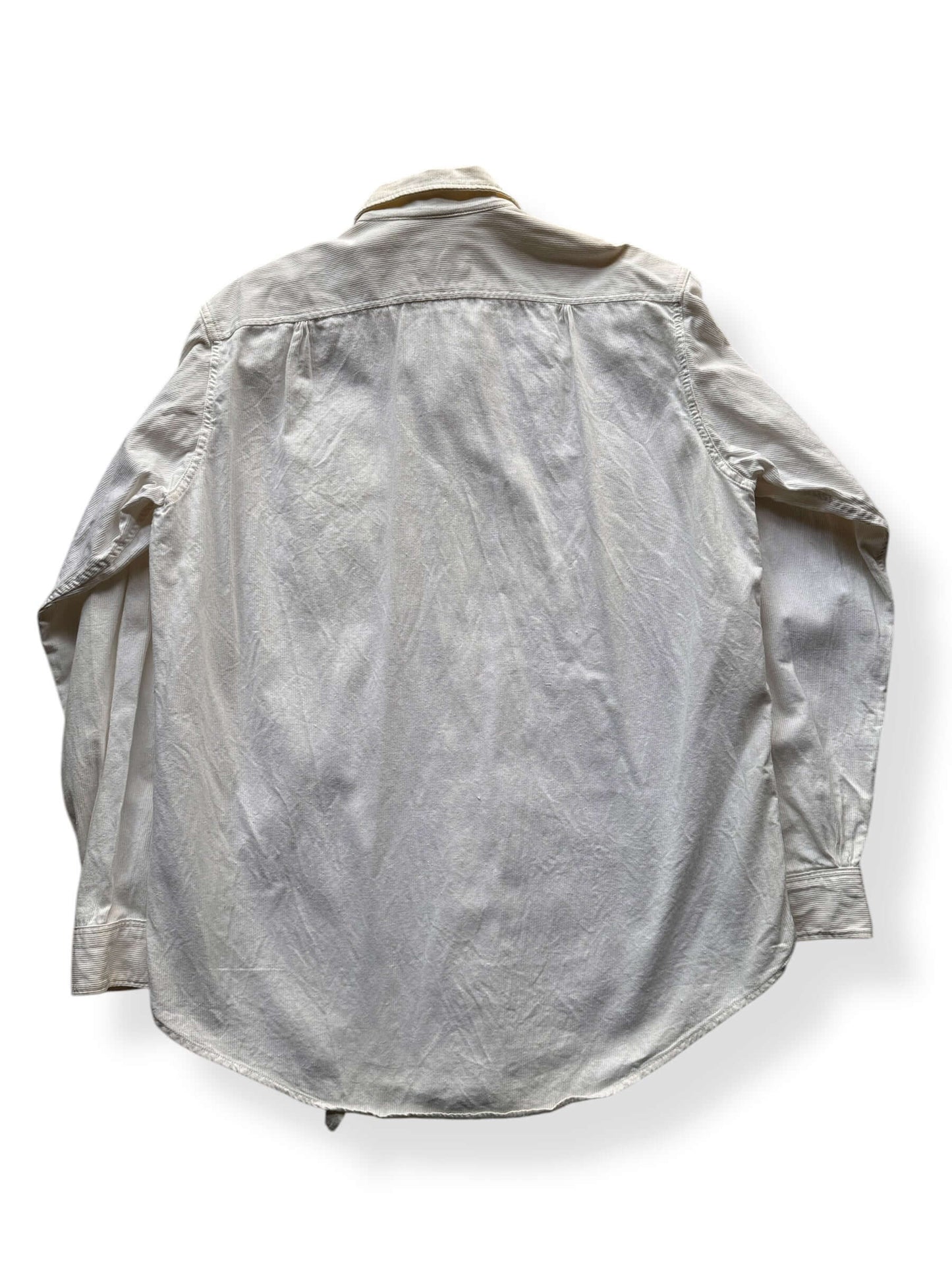 Back of Vintage Lee White Pique Cloth Sanforized Work Shirt SZ L Long