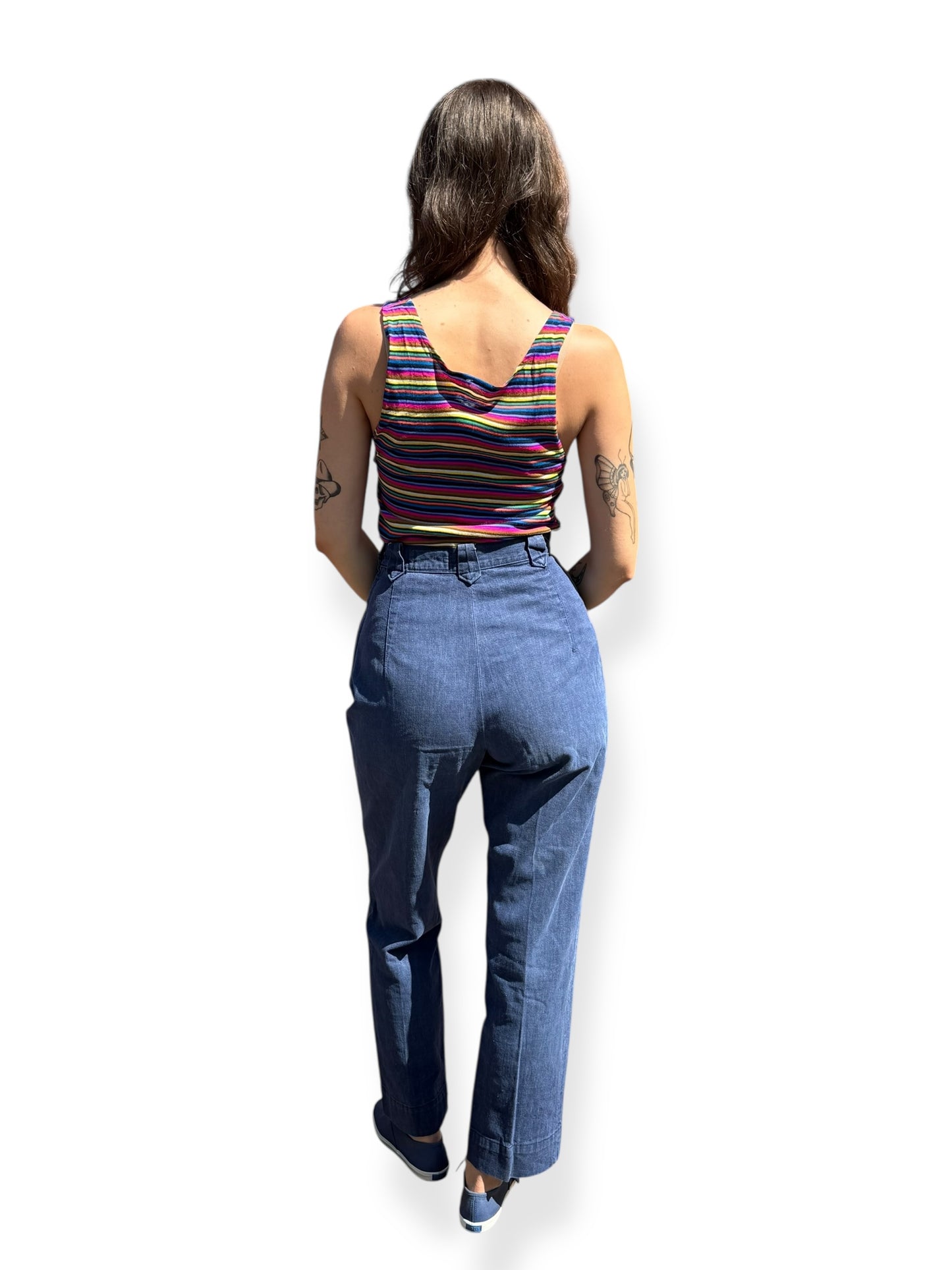 Rear On Body View of Vintage Lee Frontier Lady Side Zip Jeans W25