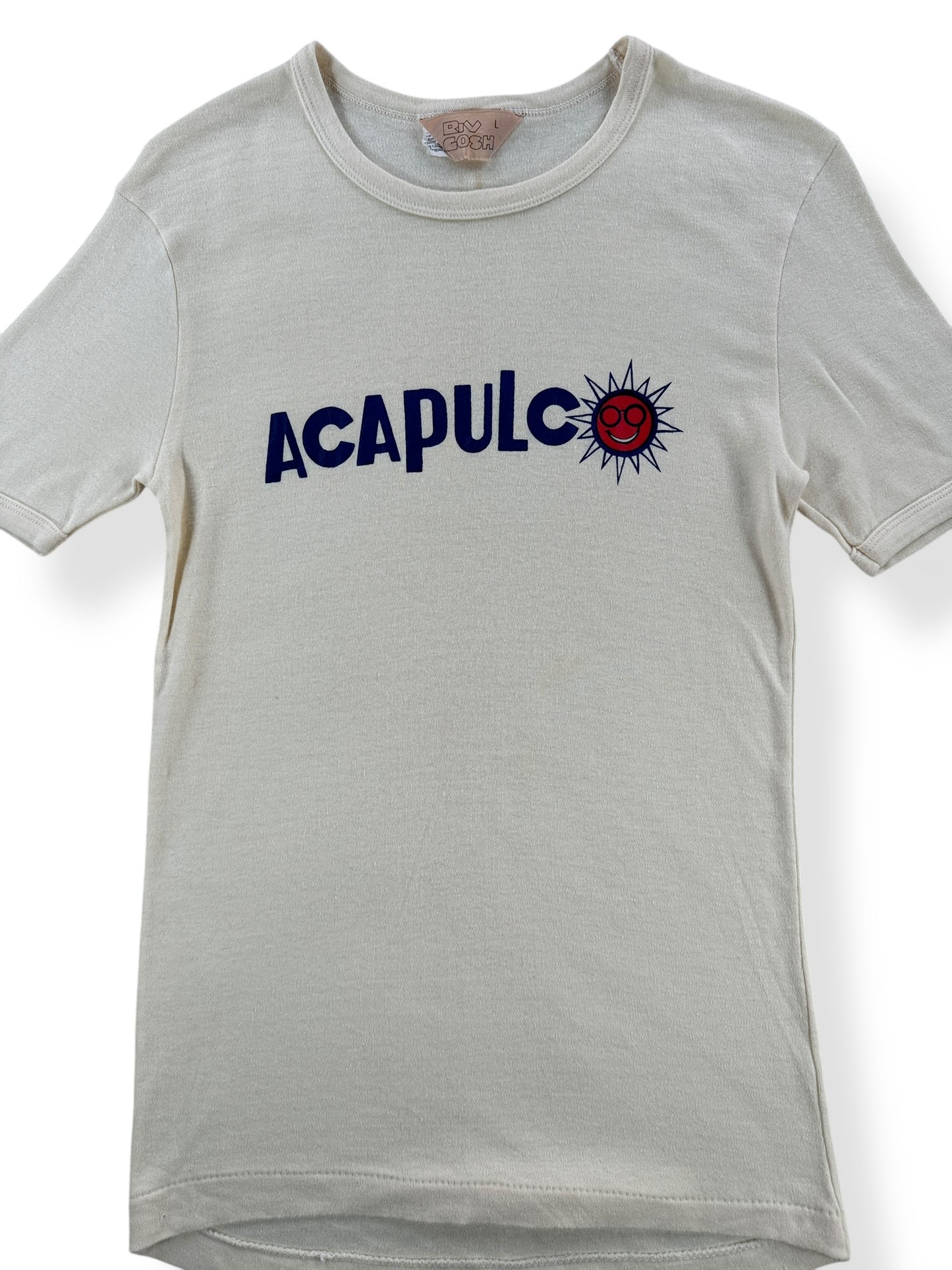 Front Close Up of Vintage Yellow Acapulco MX Tee SZ XS