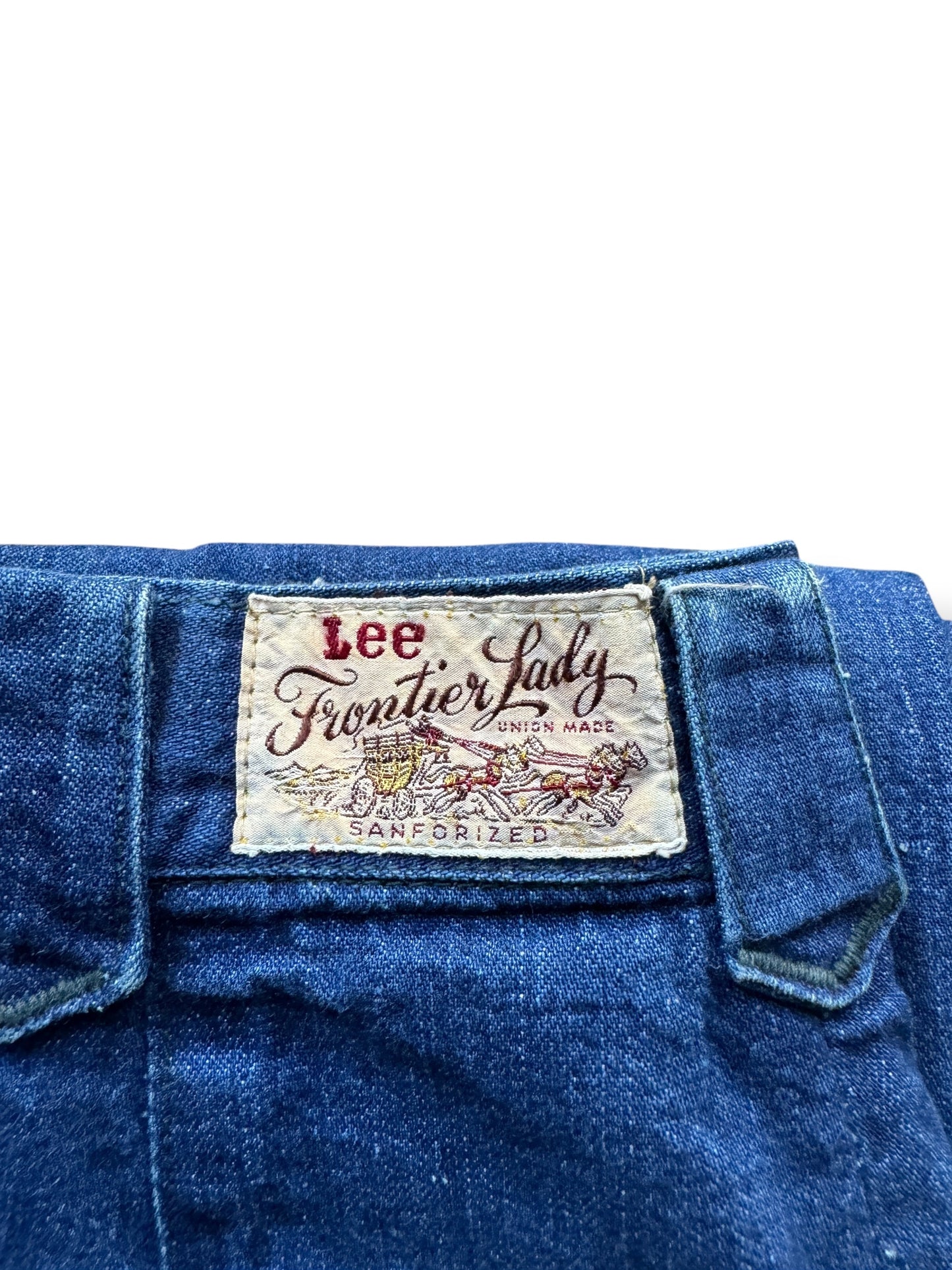 Label on Vintage Denim Lee Frontier Lady Side Zips W24