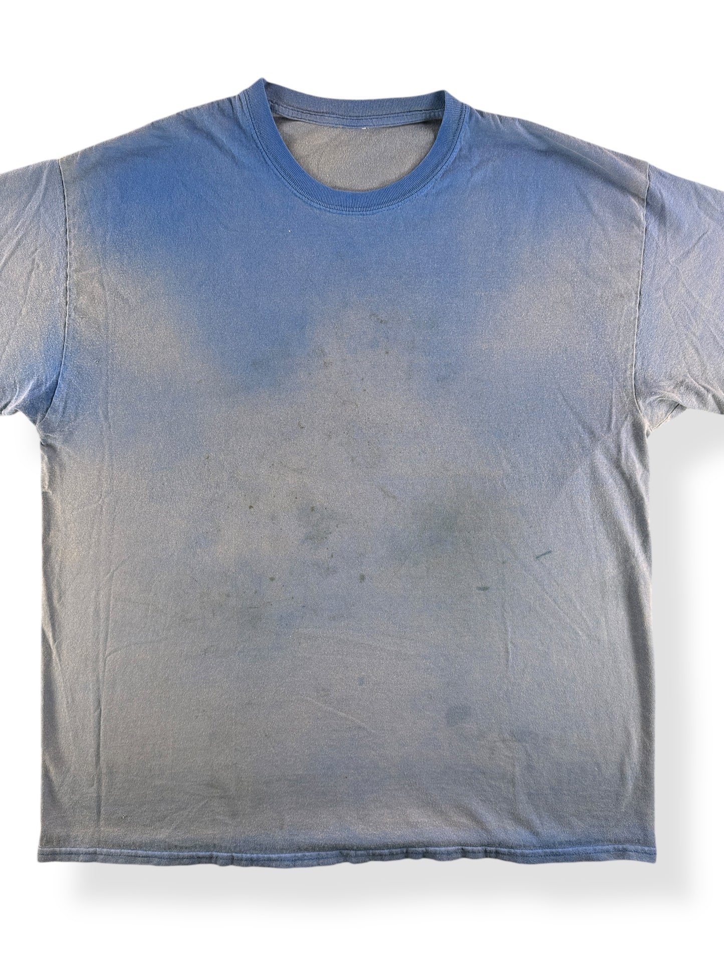Front Close Up of Vintage Blue Fader Tee SZ XL