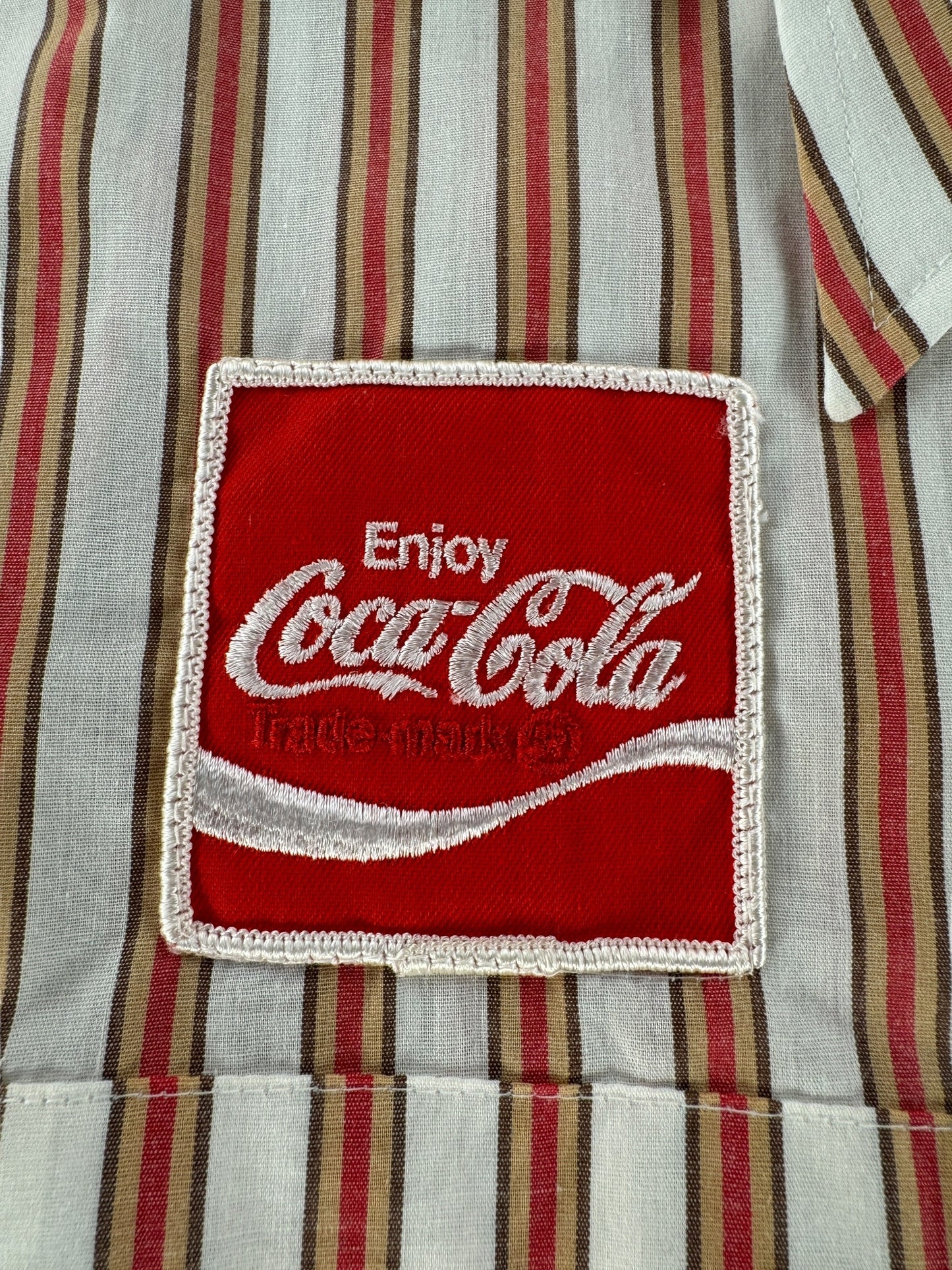Patch on Vintage Coca-Cola Short Sleeve Work Shirt SZ L