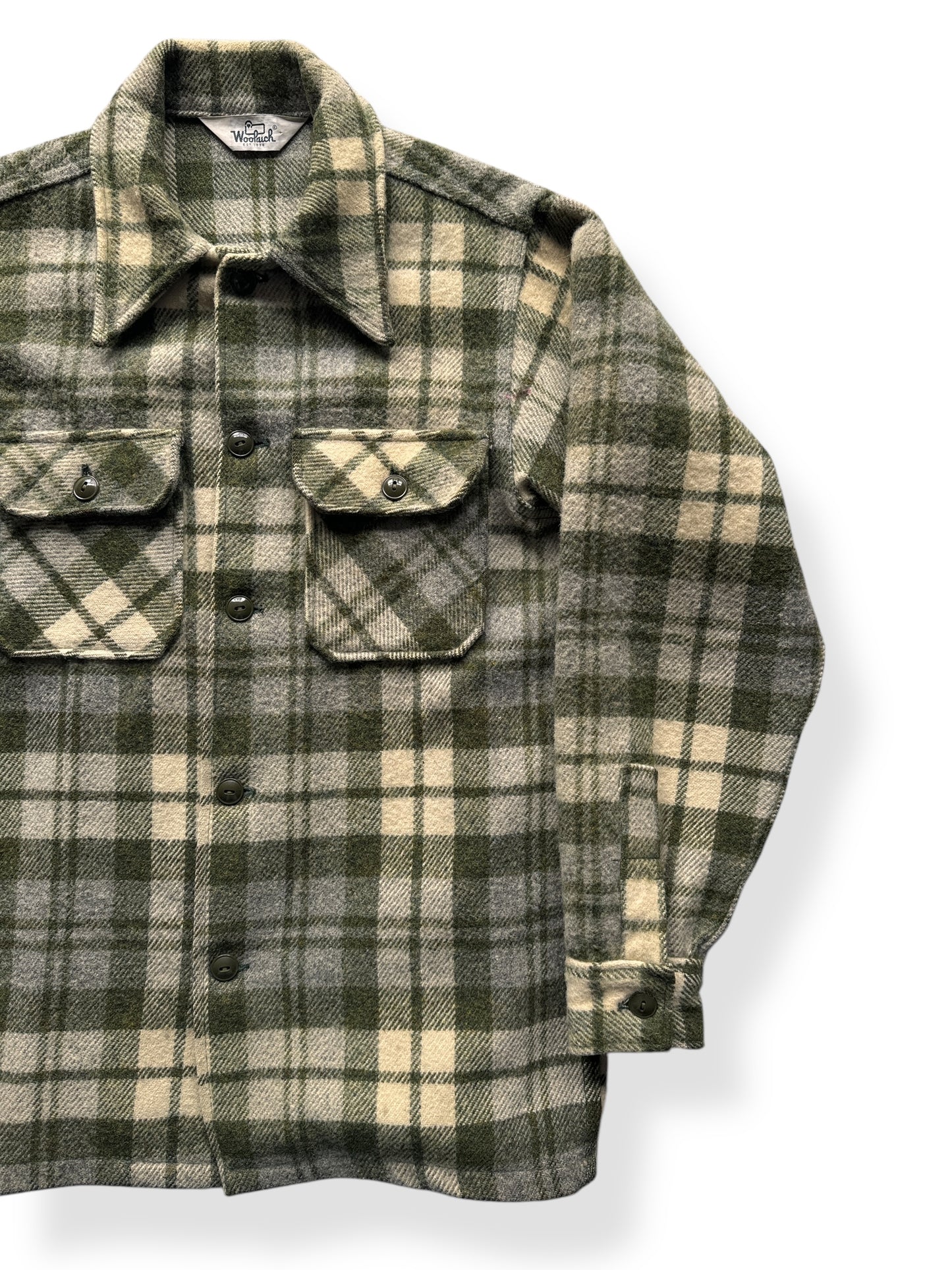 Front Left of Vintage Earth Tone Woolrich Jacket SZ M