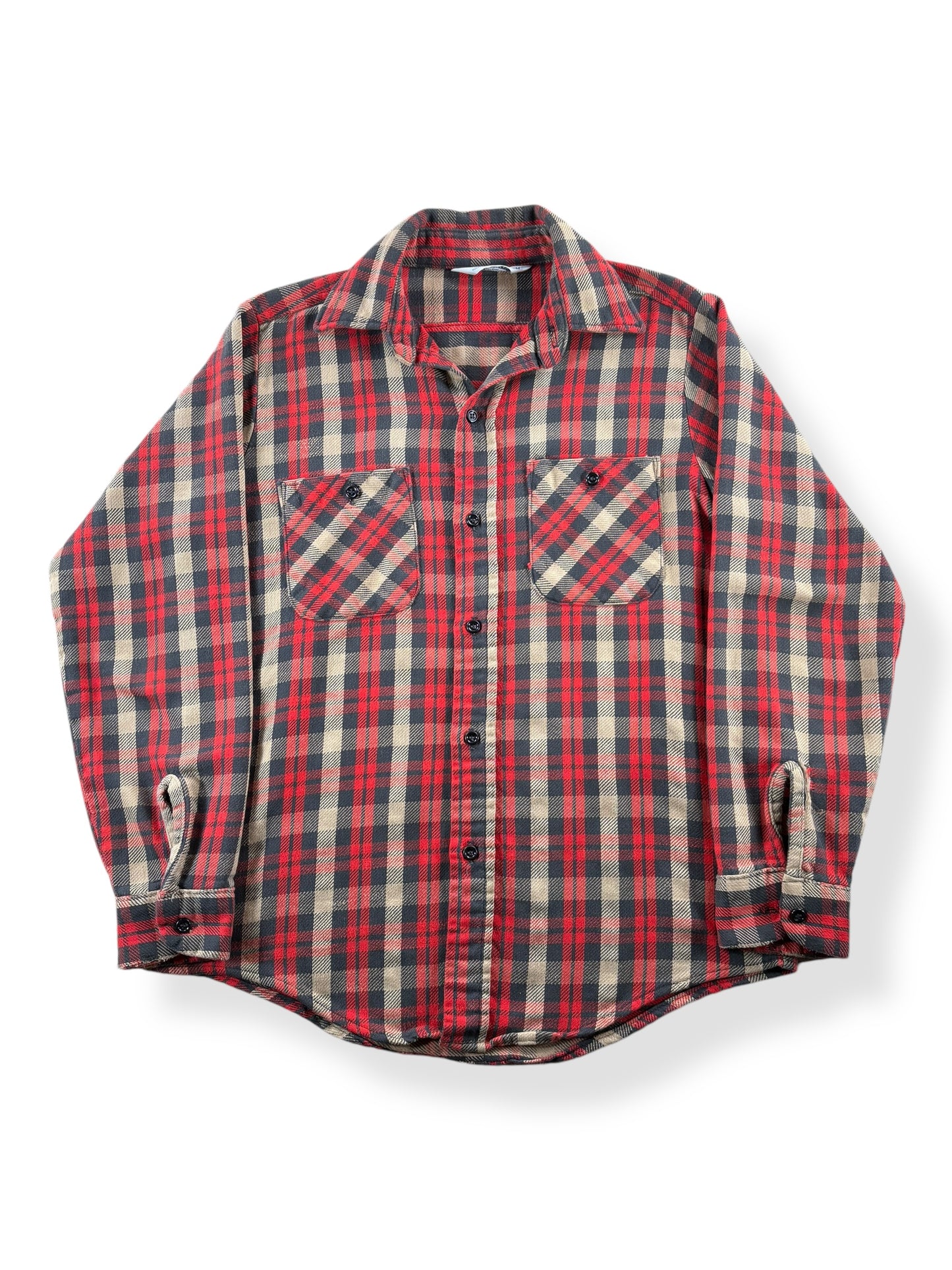 Front of Vintage Mr Leggs Red Plaid Cotton Flannel SZ M