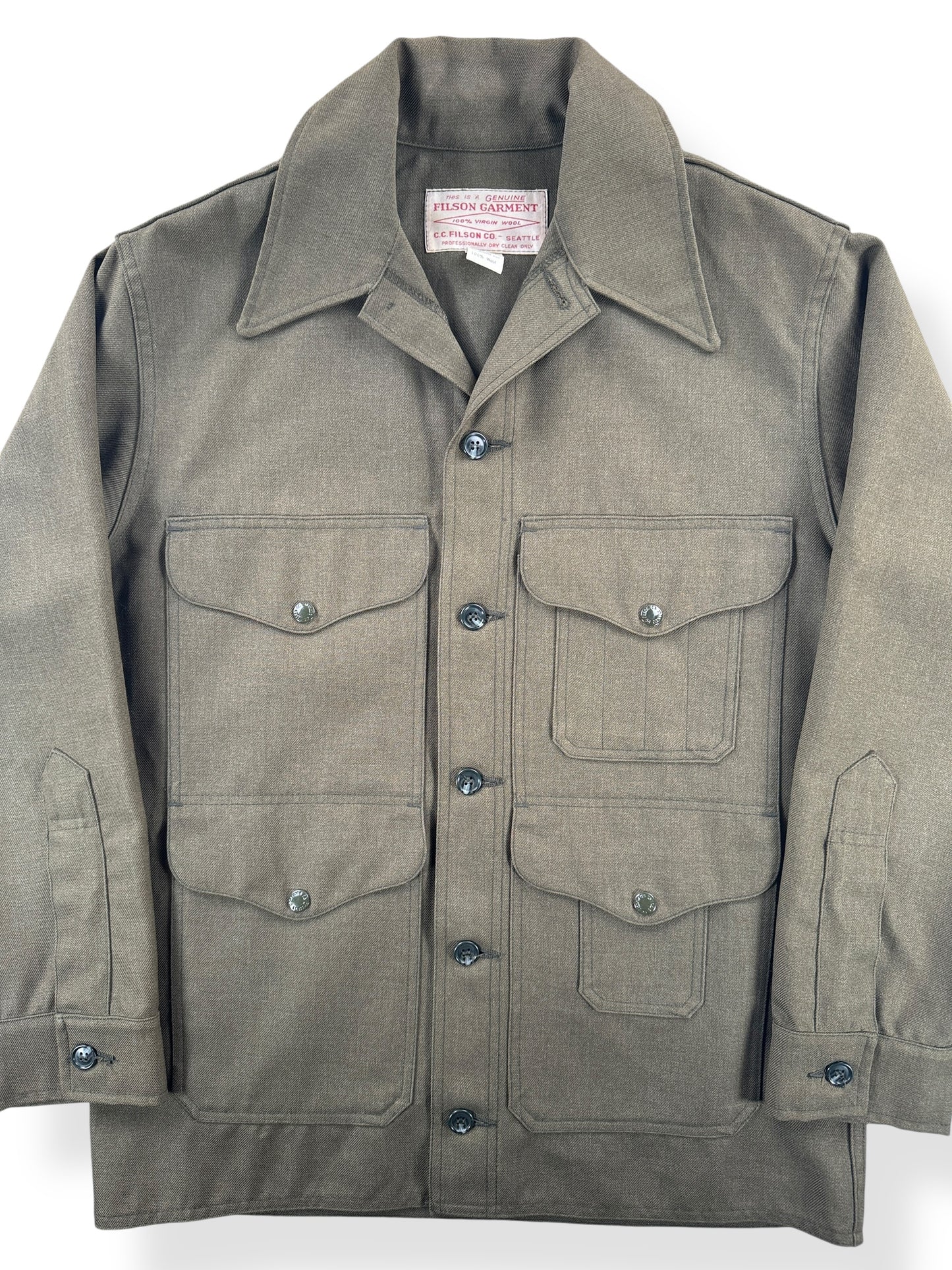 Front Close Up of Vintage Filson Forestry Cloth Cruiser Jacket SZ 40