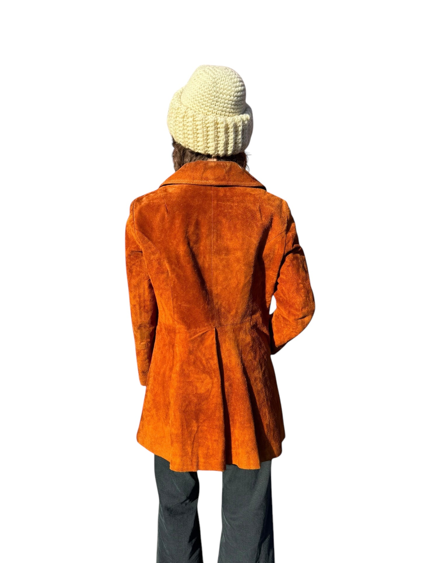 Back view of 1970s Brown Suede Coat M