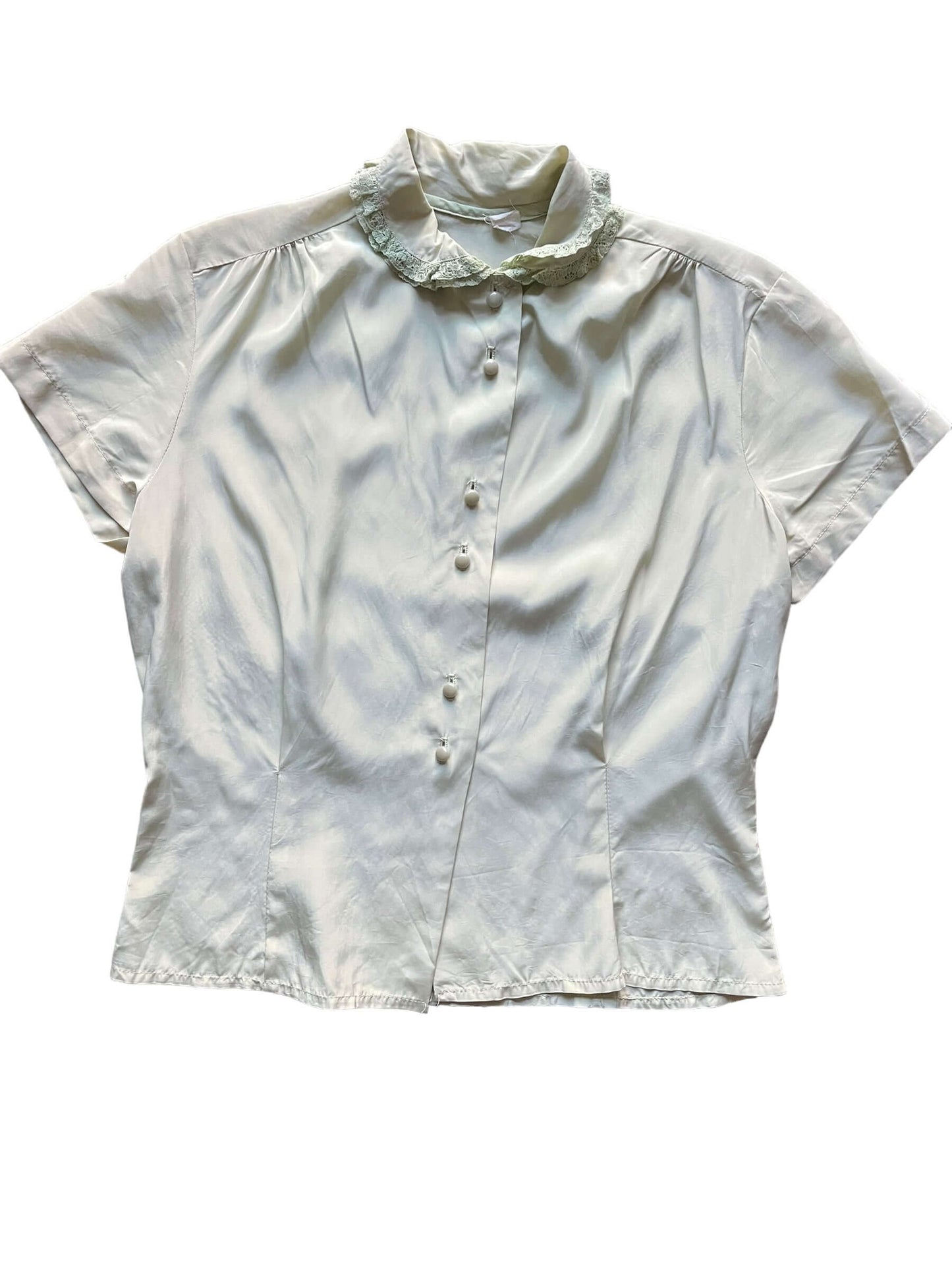 Front 1940s Sage Satin Top M