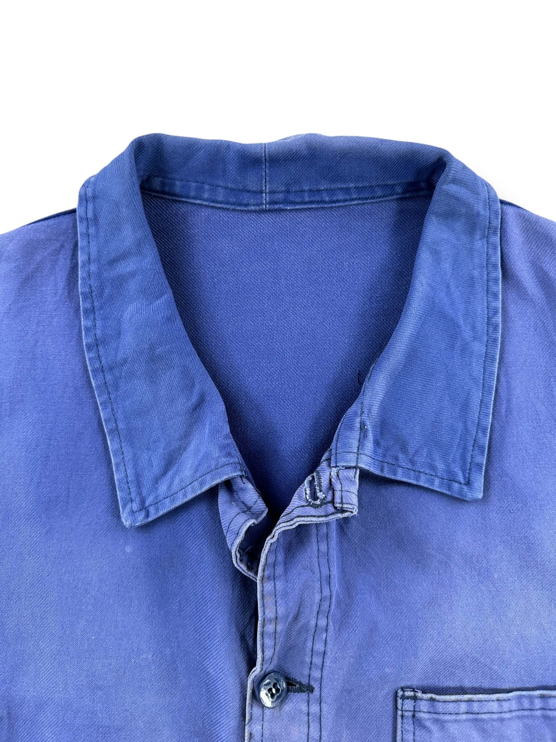 Collar on Vintage Sunfaded French Chore Coat SZ XL