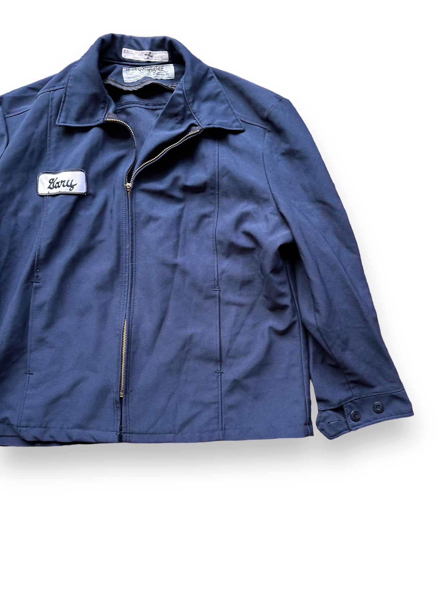 Front Left View of Vintage Wrangler Gas Station Jacket SZ 46 | Vintage Workwear Jacket Seattle | Barn Owl Vintage Goods