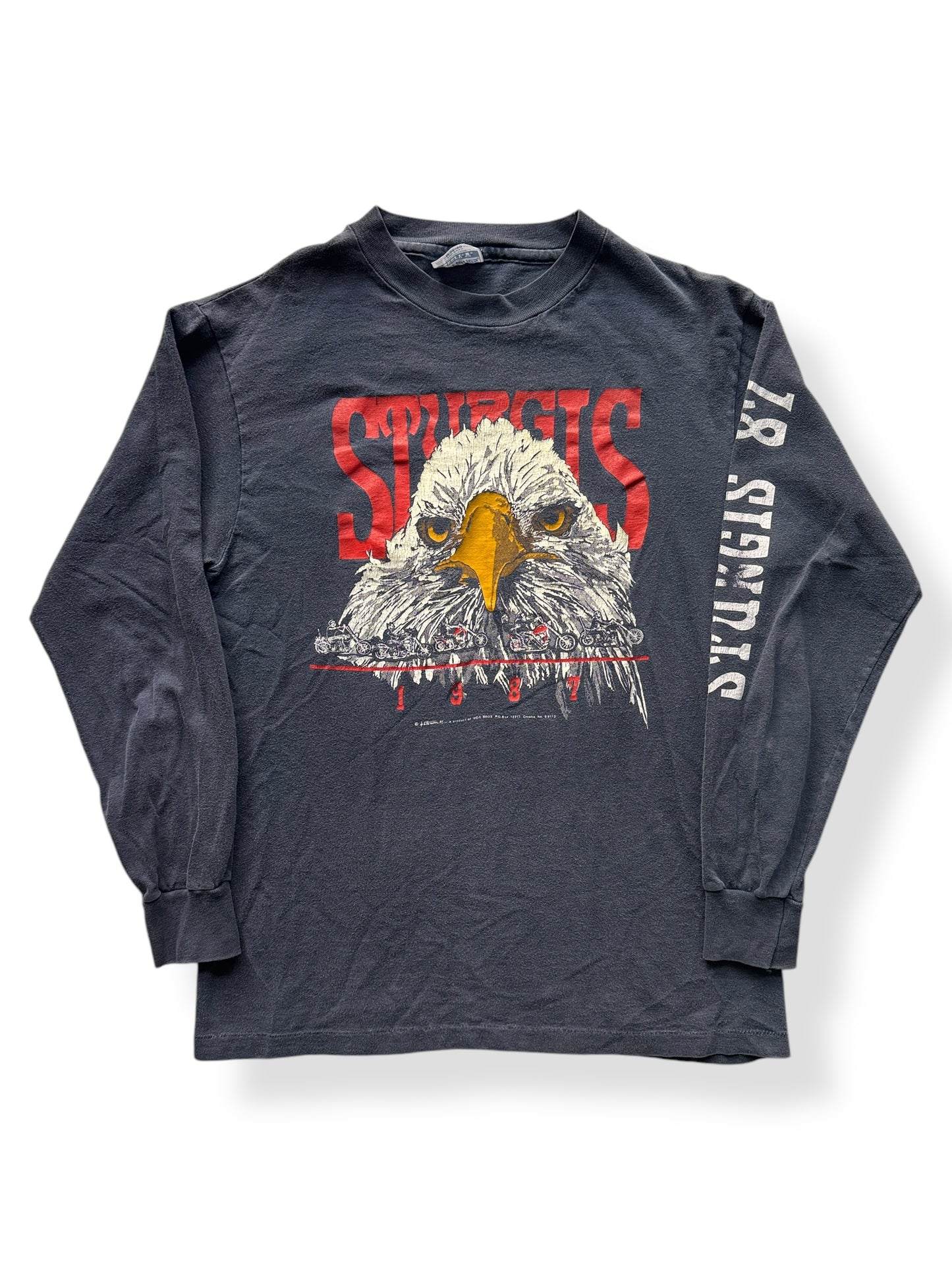Front of Vintage 1987 Sturgis Motorcycle Rally Long Sleeve Tee SZ M