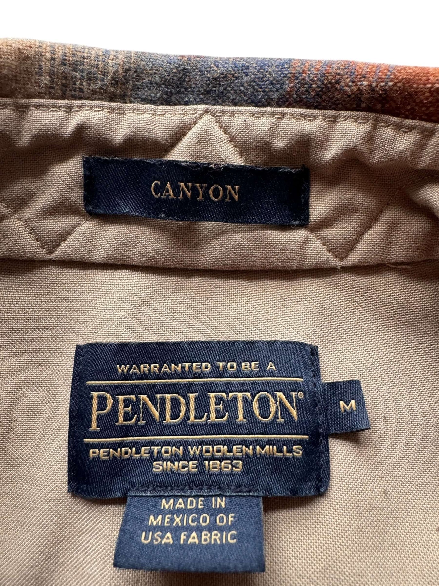 Tag on Modern Pendleton Canyon Shirt SZ M