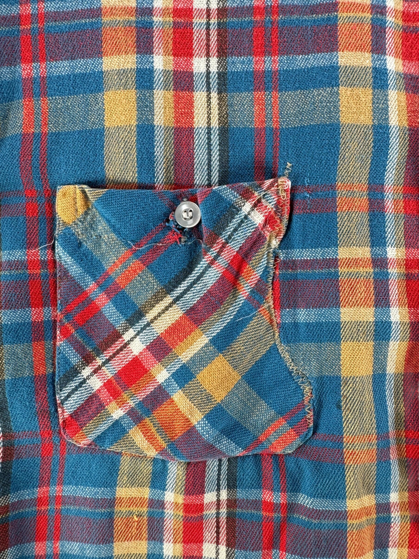 Repaired Pocket on Vintage Cone Fabric Cotton Flannel SZ XL