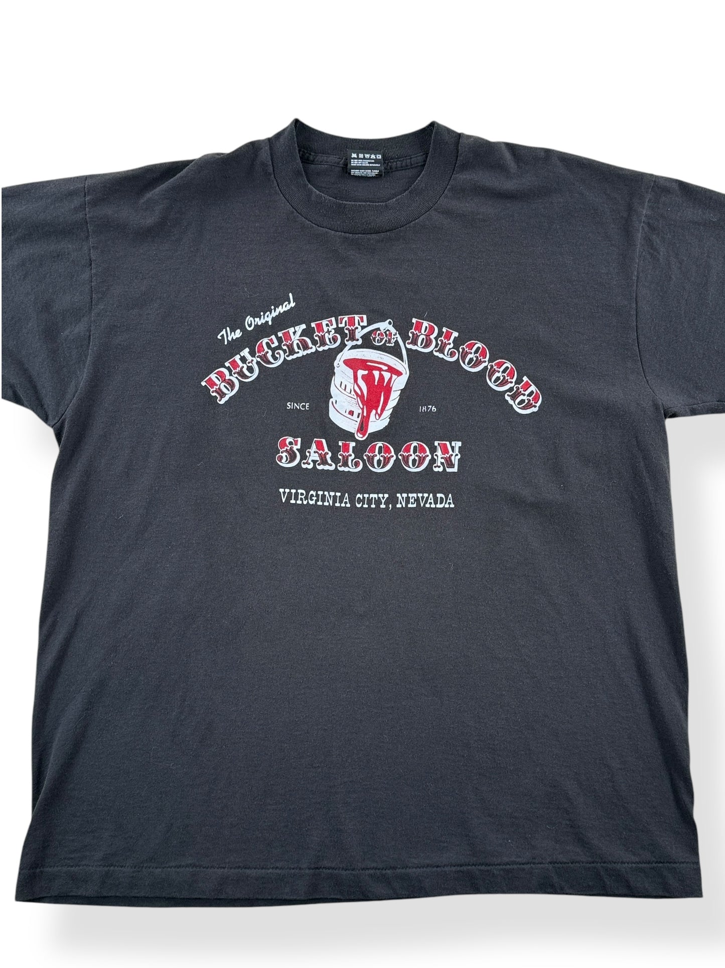 Front Close Up of Vintage Bucket of Blood Nevada Tee SZ XL