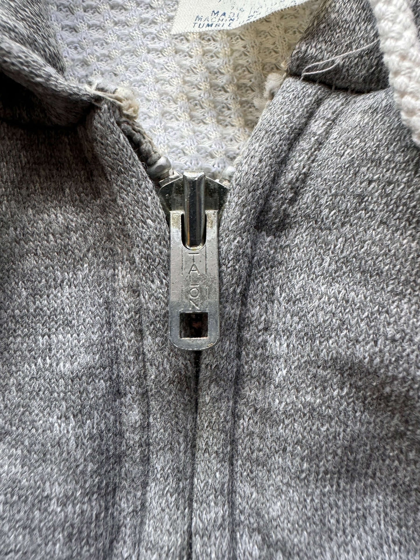 Zipper on Vintage Healthknit Waffle Knit Lined Hoodie SZ L