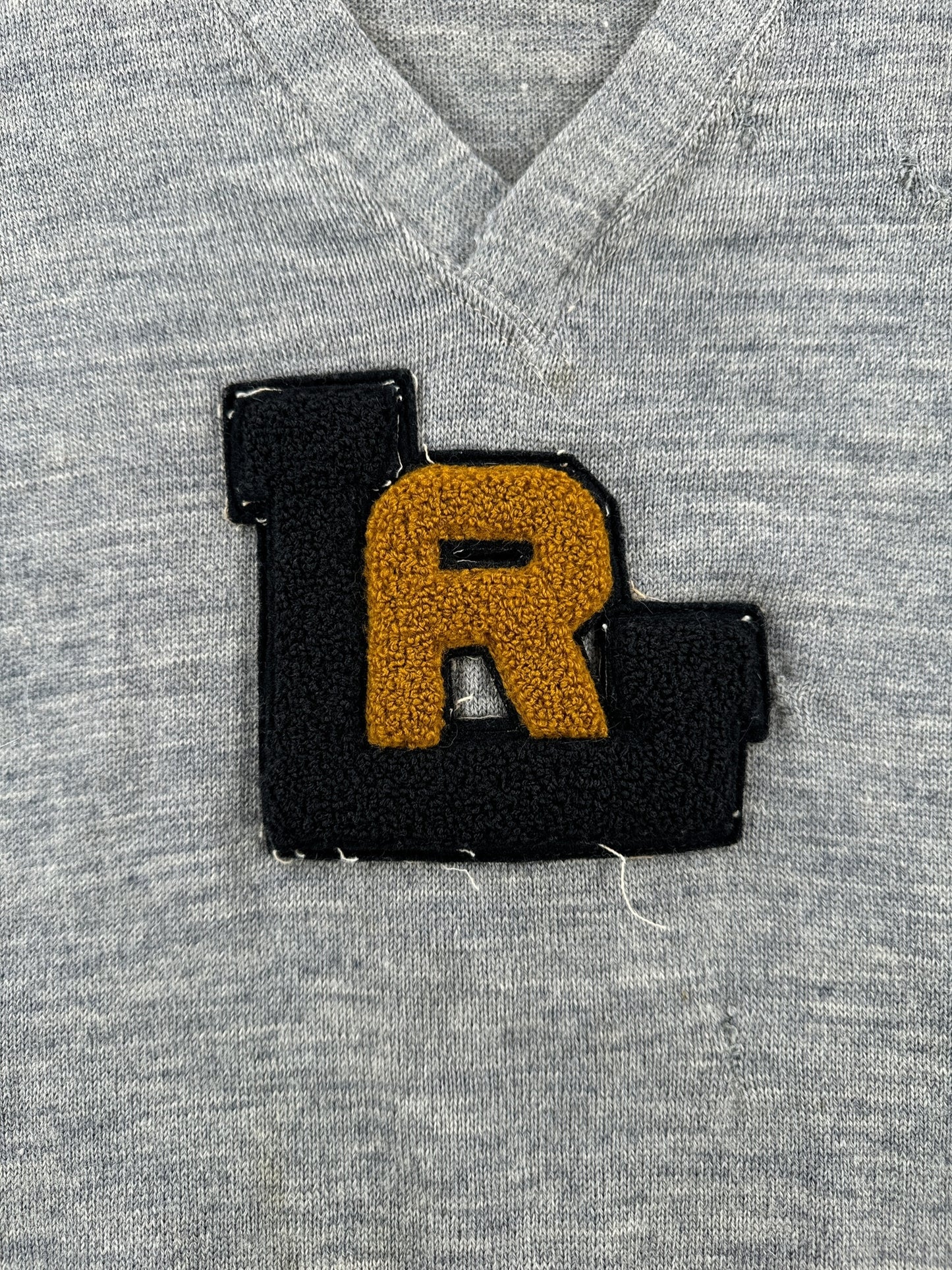 Patch on Vintage 40s Era L.R. Varsity V Neck Sweater SZ XS