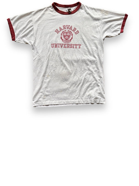 Front View of Vintage Champion Harvard University Ringer Tee SZ XL | Vintage Ivy League Tee Seattle | Barn Owl Vintage Seattle