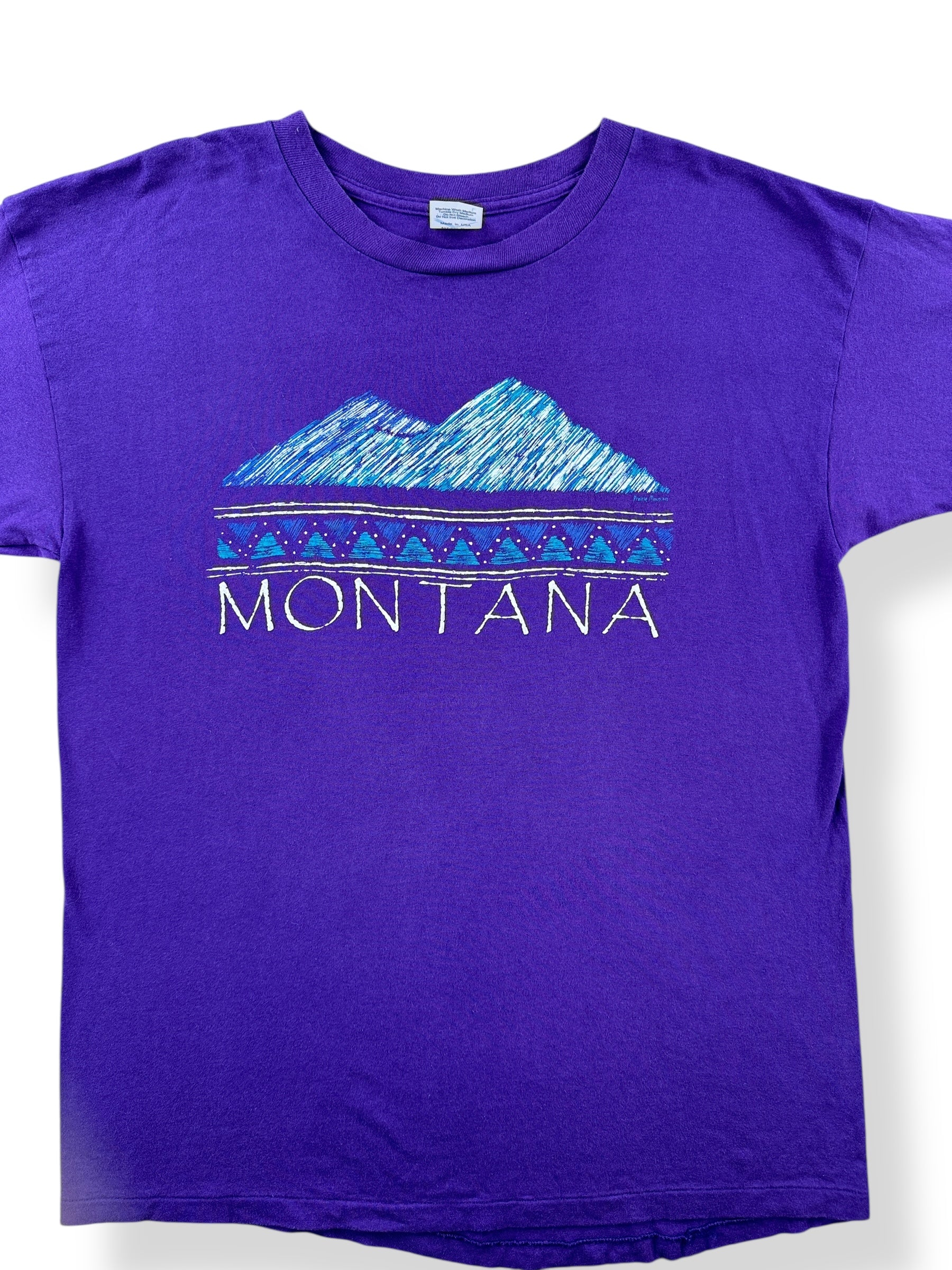 Front Close Up of Vintage Prairie Mountain Montana Tee SZ L