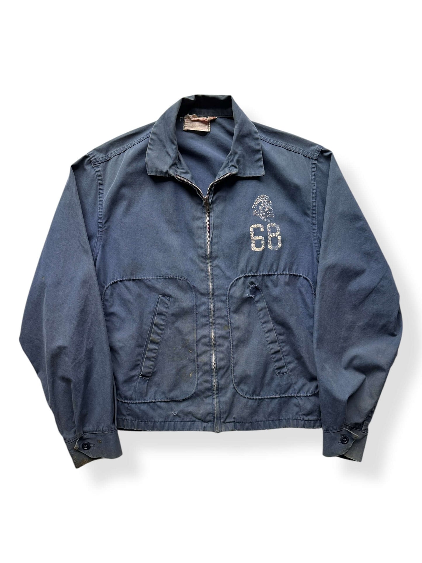 Front of Vintage Dan River 68 Trojans Jacket SZ S AS IS