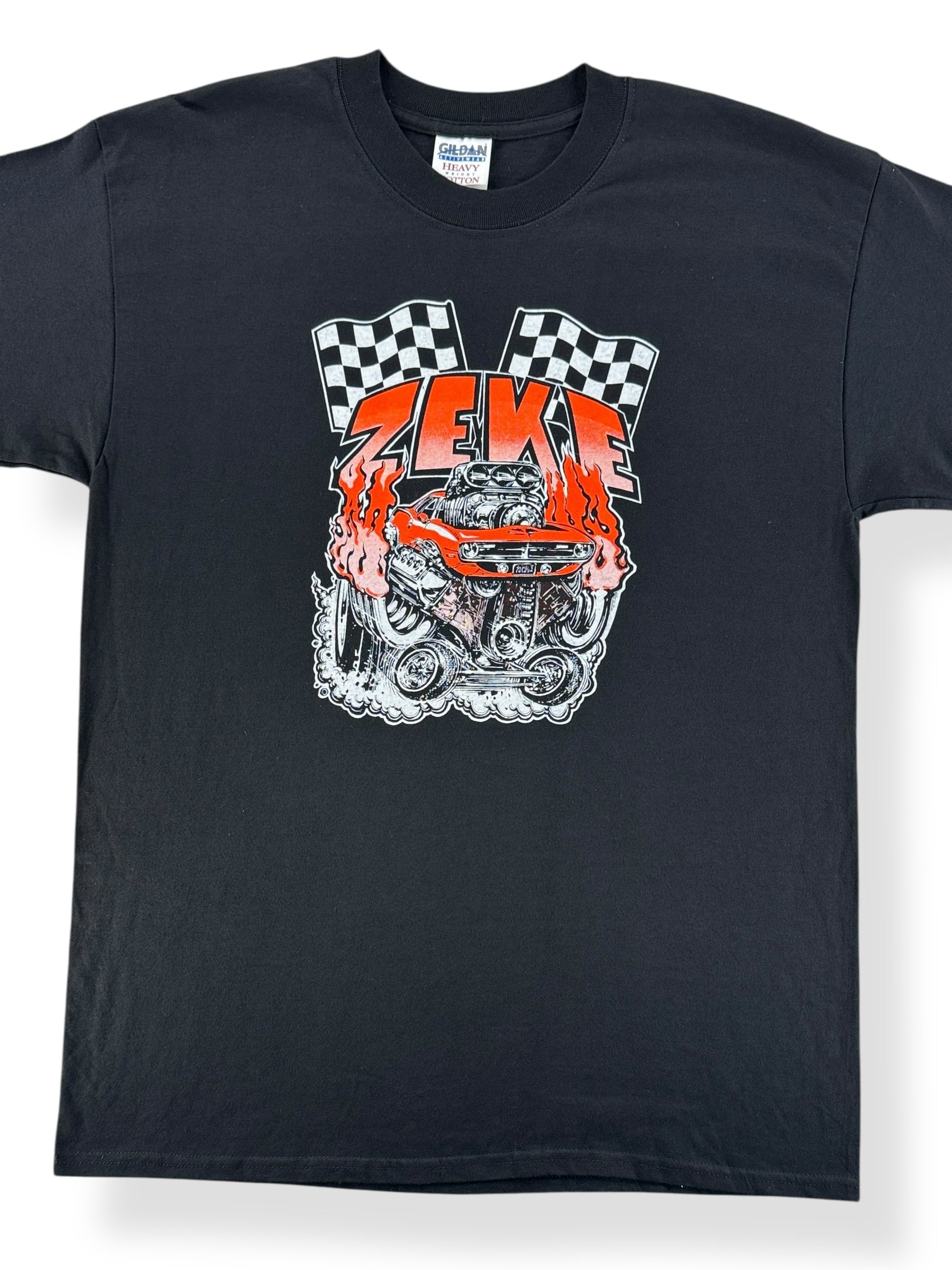 Front Close Up of Vintage Black Zeke Tee SZ L