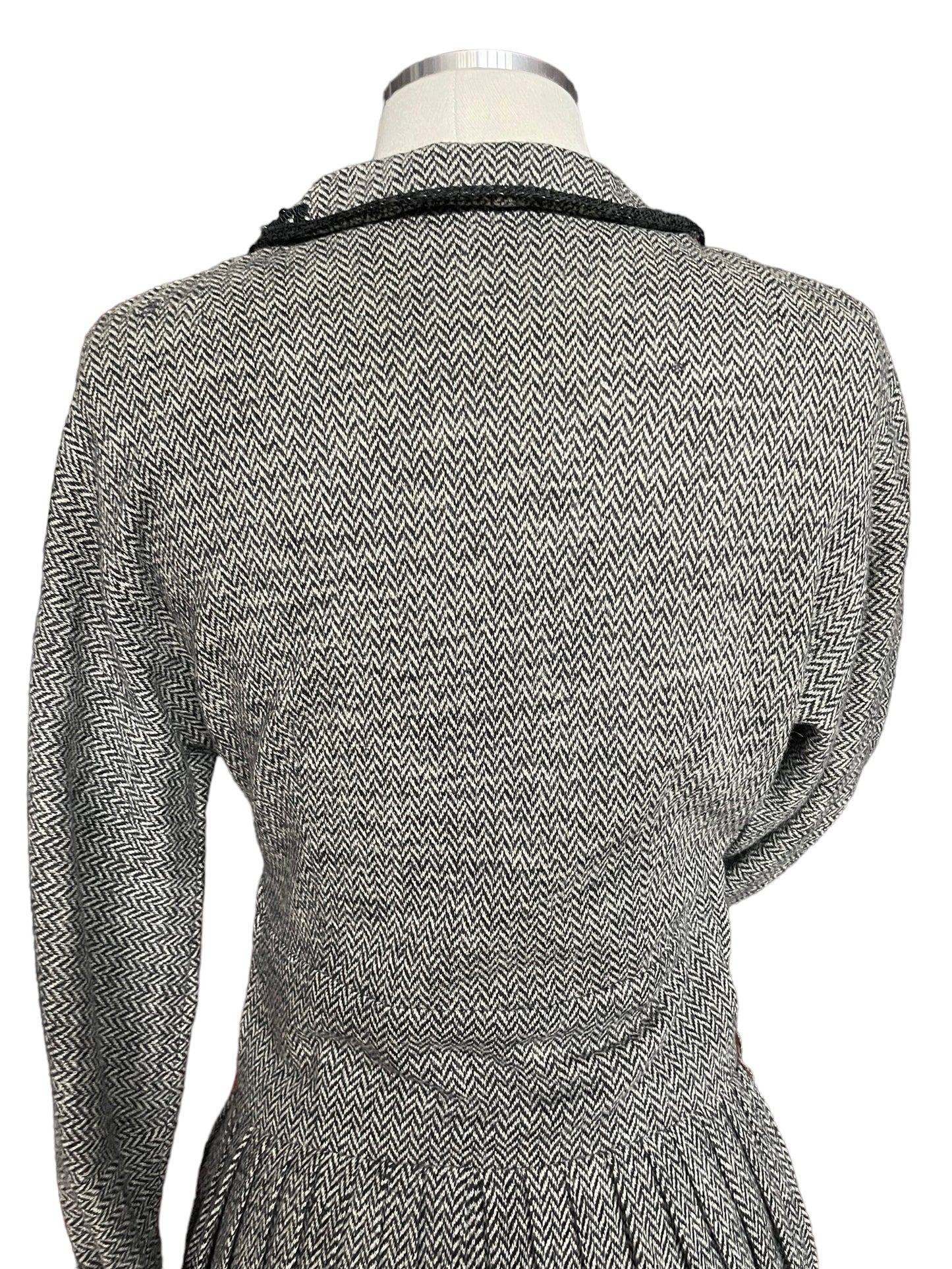 Back top view of Vintage 1940s Chevron Knit Dress with Beaded Collar | Barn Owl Vintage Dresses| Seattle Vintage Dresses