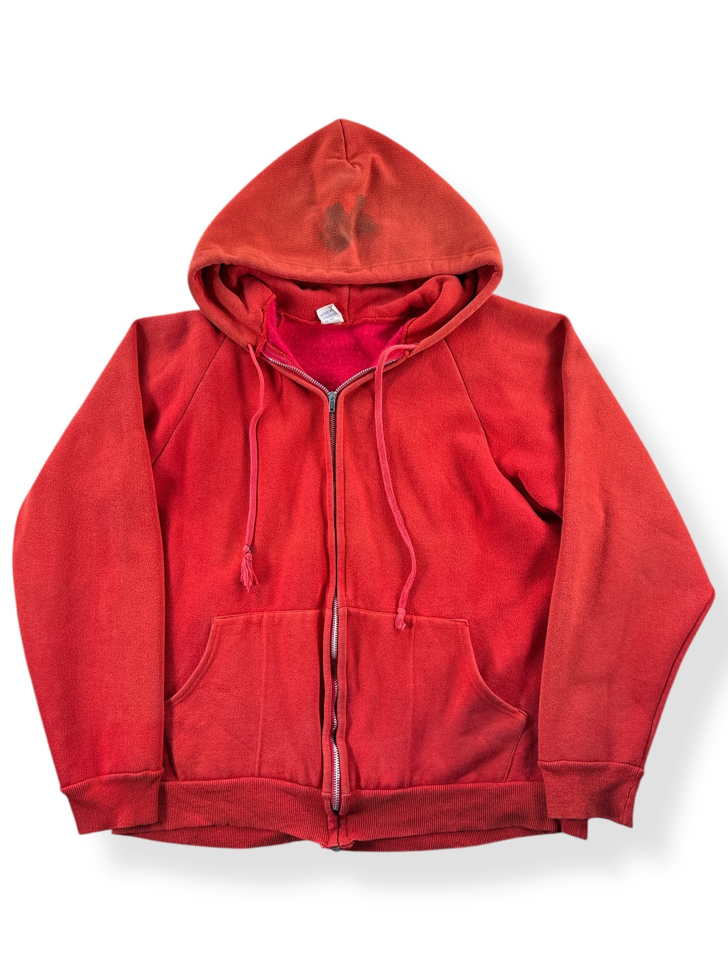 Front of Vintage Red Cotton Blend Faded Hoodie SZ L