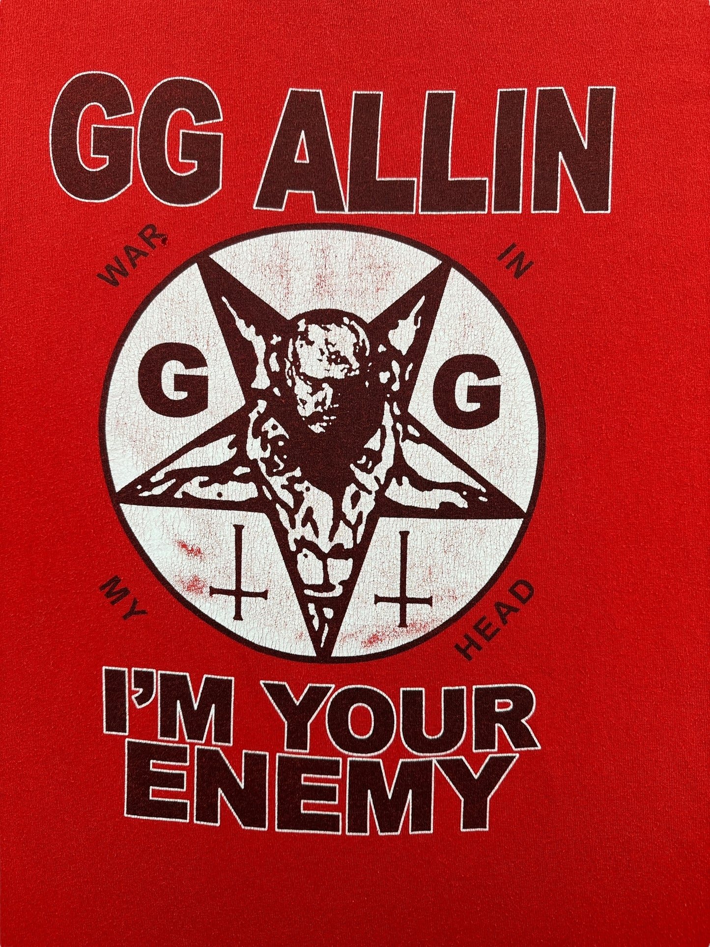 Graphic of Vintage GG Allin I'm Your Enemy Tee SZ XL