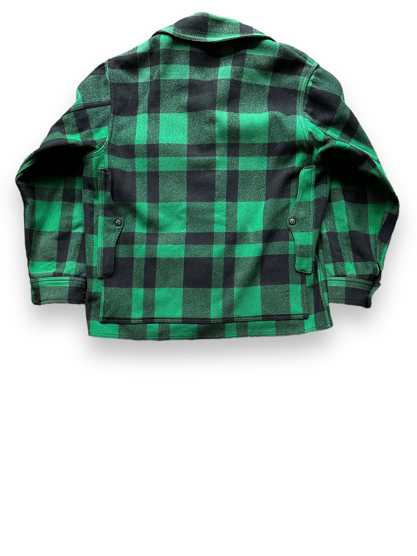 Rear View of Vintage Union Made Filson Green & Black Mackinaw Coat SZ 44 | Vintage Filson Workwear Seattle | Vintage Clothing Seattle