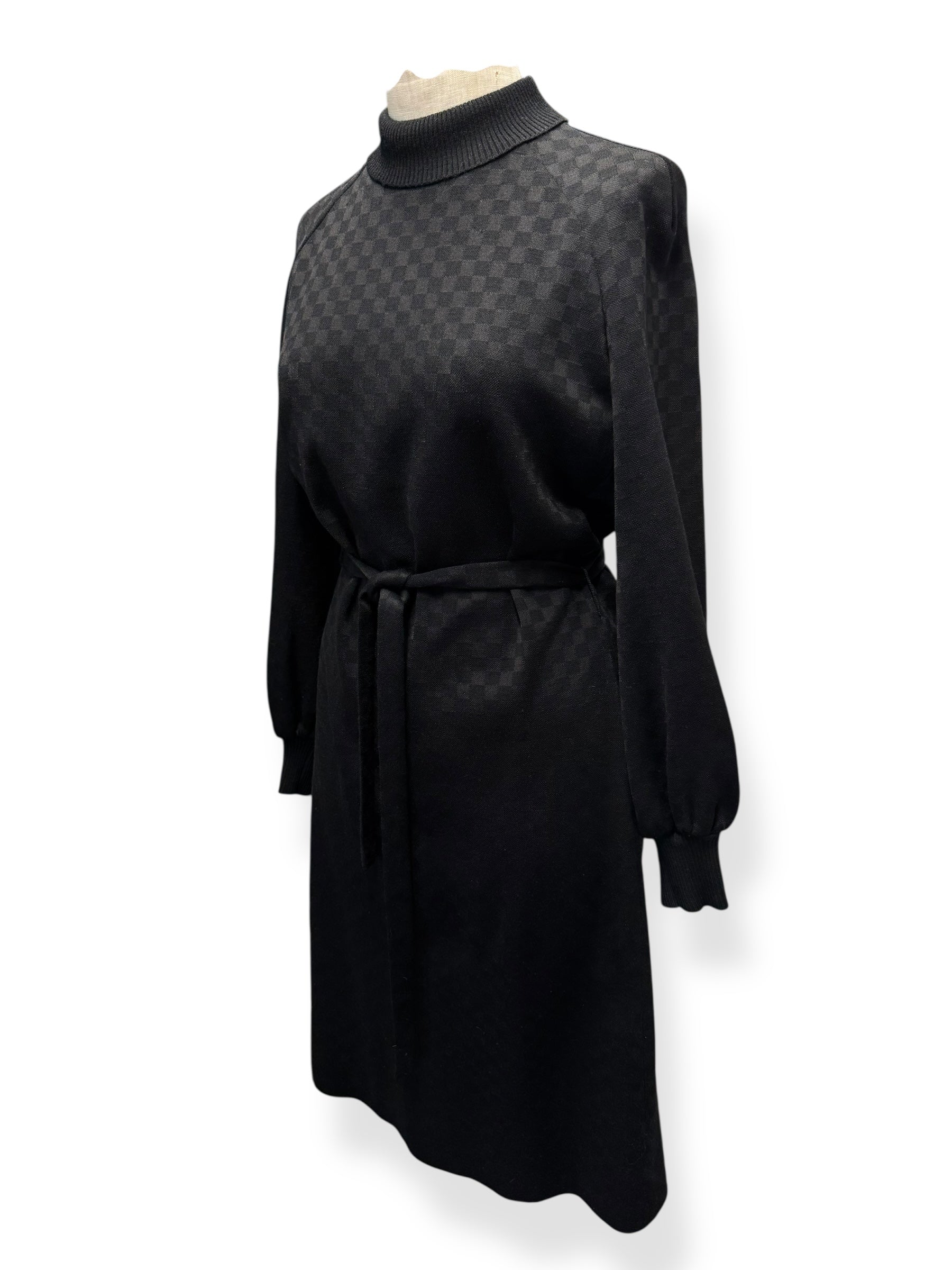 Side view of 70s Kimberly Wool Check Dress M-L