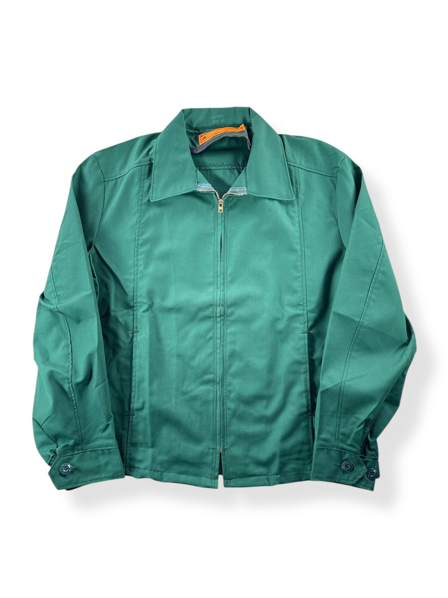 Front of Vintage Green Red Kap NOS Gas Station Jacket SZ M