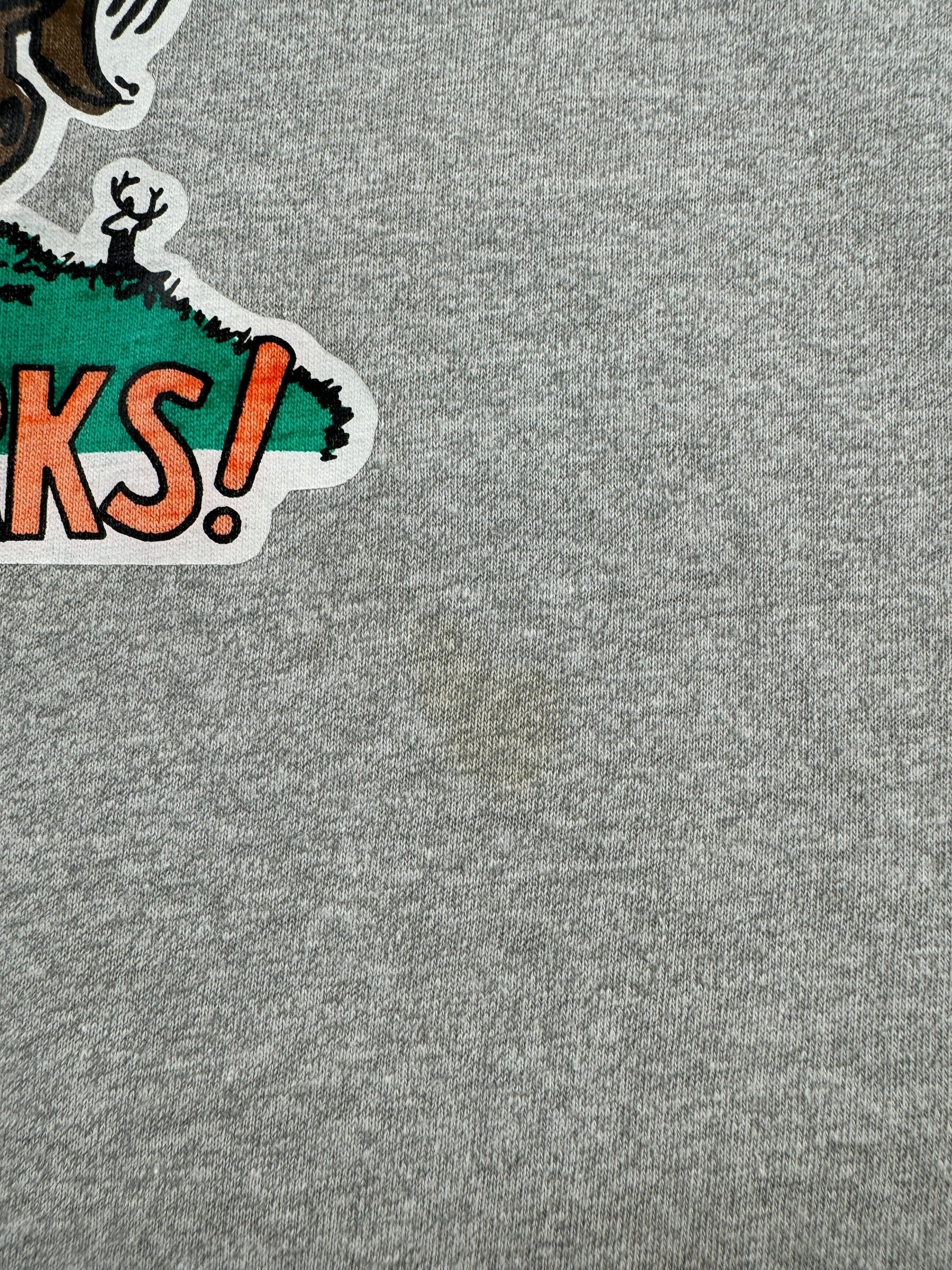 Stain on Vintage Bucklure Deer Call Ringer Tee SZ M