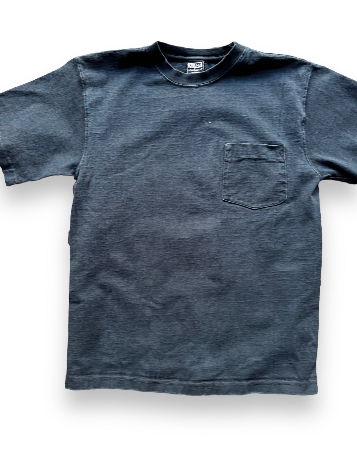 Front Left View of Black Filson Loopwheel Heavyweight Cotton Pocket Tee SZ M | Barn Owl Vintage Goods | Vintage Filson Workwear Seattle