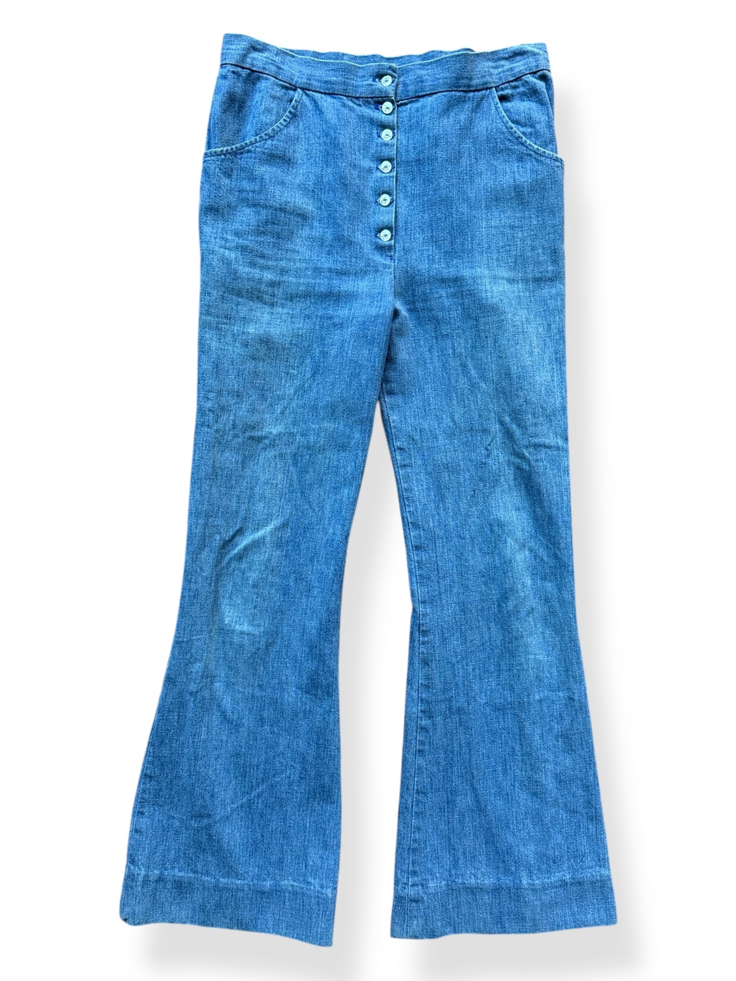 Front of Vintage Homemade Denim Bell Bottom Jeans W31
