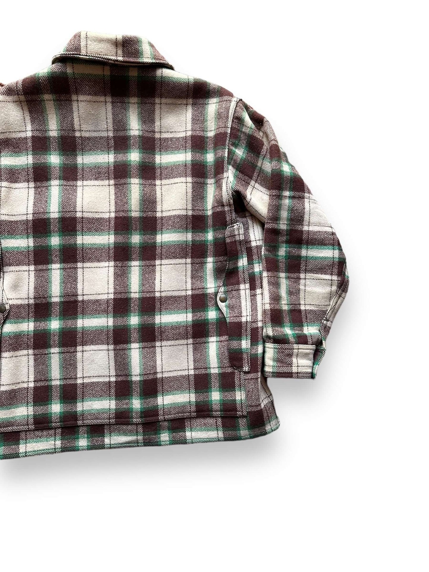 Rear Right View of Vintage Filson Peppermint Patty Mackinaw Cruiser Coat SZ 44 | Vintage Filson Peppermint Patty | Vintage Workwear Seattle